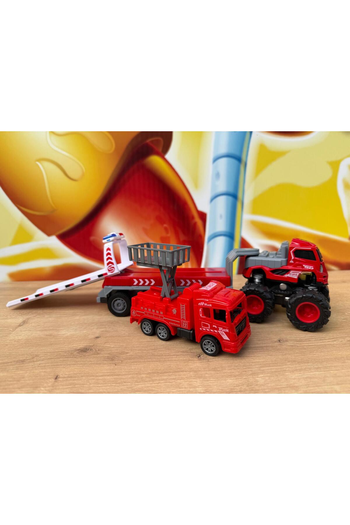 ماشین اسباب بازی مجموعه آتش نشانی 4X4 اصطکاکی دایکاست scntoys
