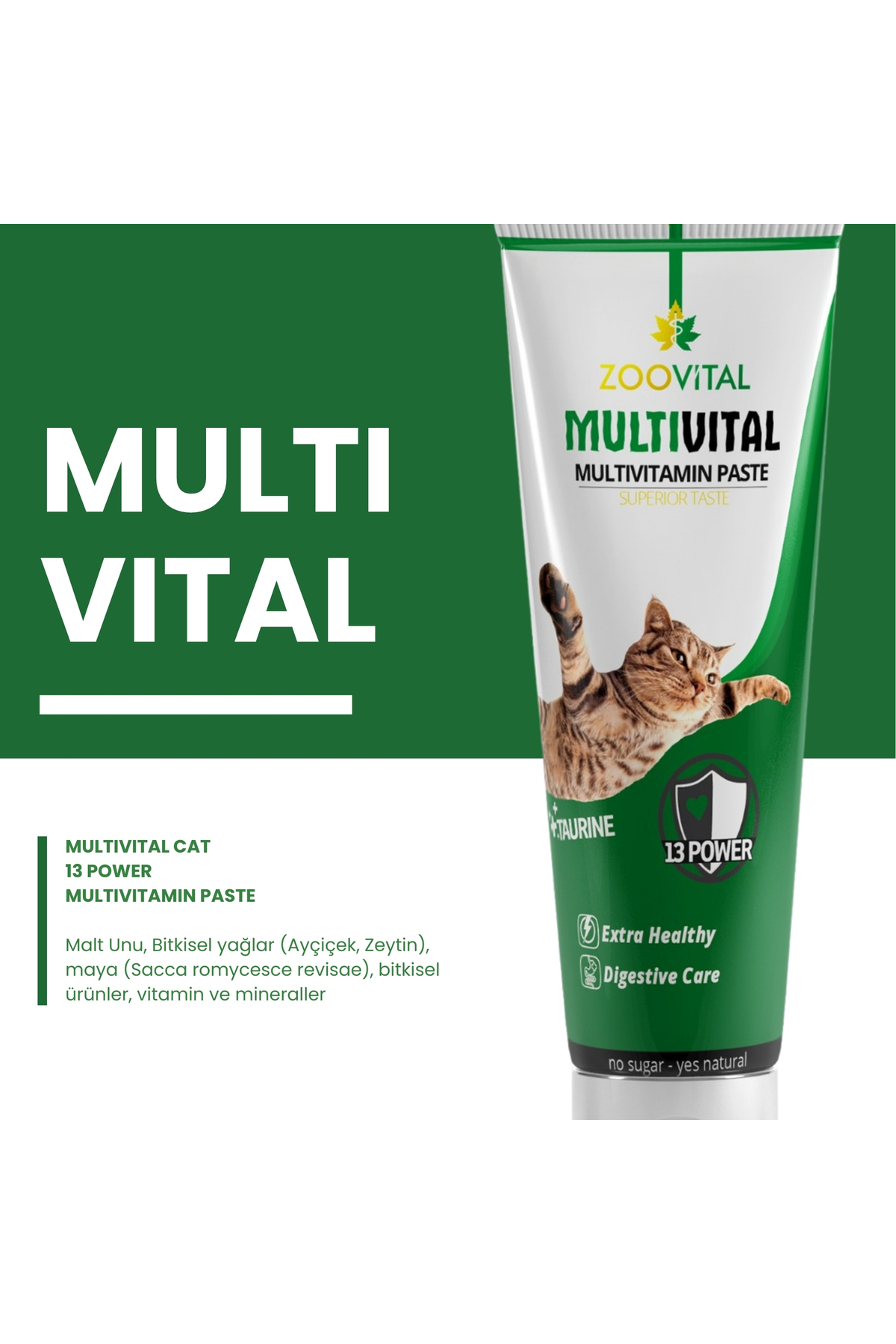 خمیر مالت گربه زووویتال Zoovital سه‌اثره همراه مولتی‌ویتامین، ۱۰۰ گرم