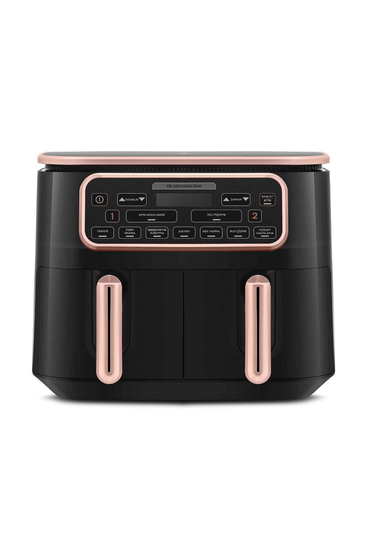 سرخ کن AIR PRO COOK DUO TANDOOR XXXL 4+4 لیتری AIRFRYER ROSEGOLD برای 8 نفر اورجینال Karaca
