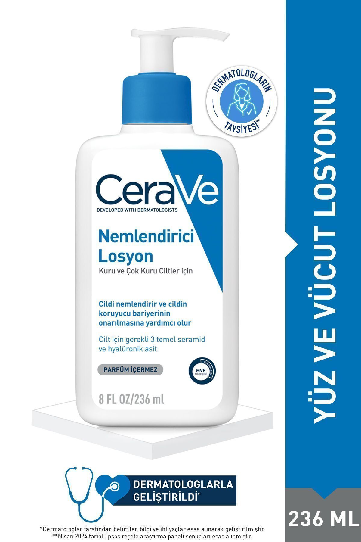کرم صورت لوسیون مرطوب کننده پوست خشک بدن با سرامید و اسید هیالورونیک 236 میل DKHAIR1761 CeraVe