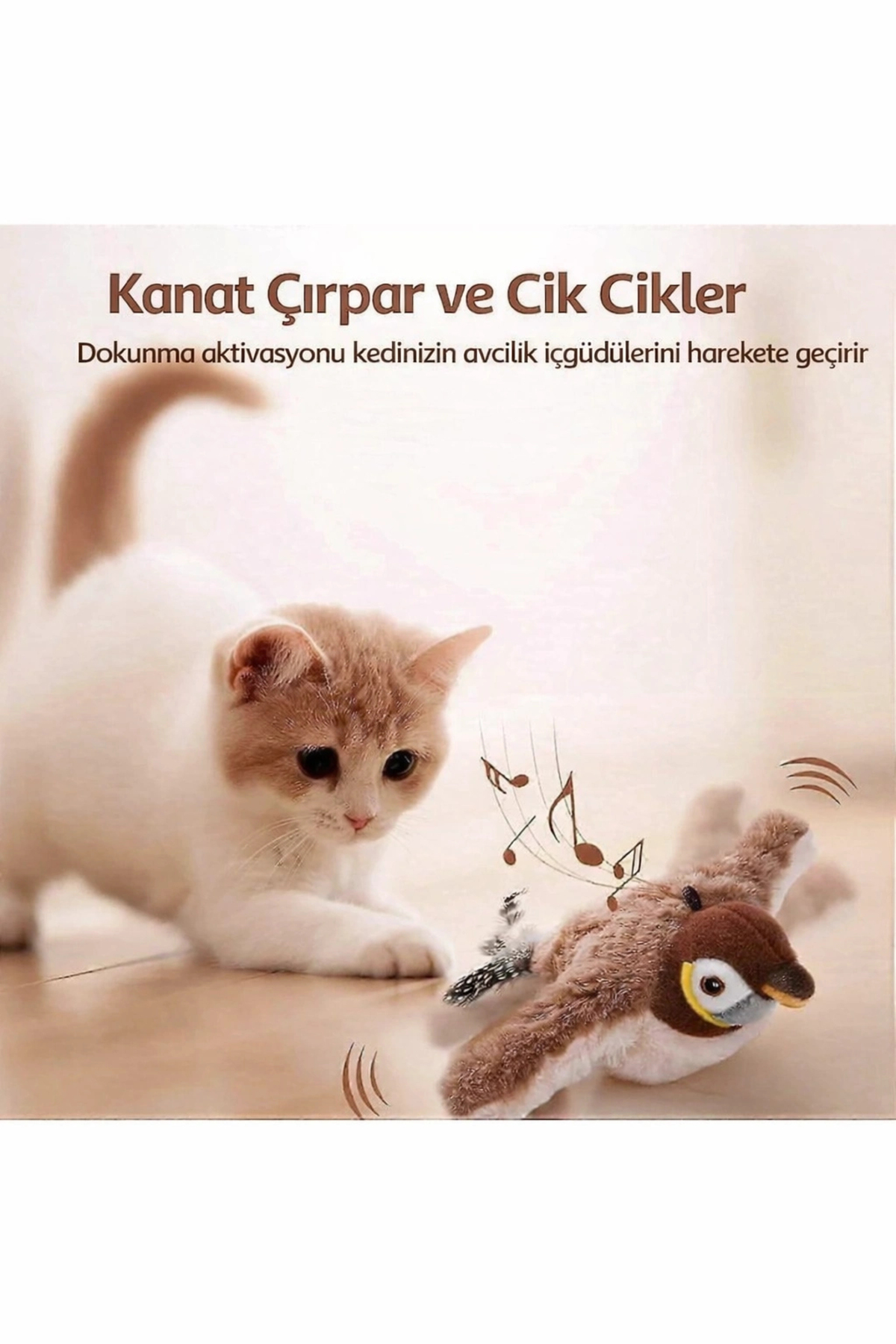 اسباب‌بازی گربه طرح پرنده تینکه TİNEKE مدل P2242S1284، شارژی و لرزشی چندرنگ