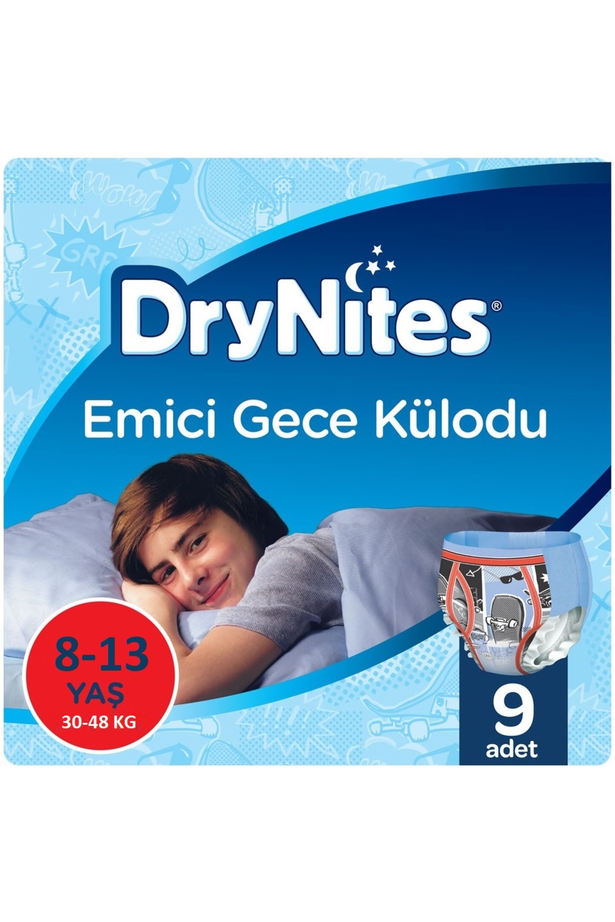 پوشک بچه شلوار مردانه 9 تکه HUGGIES شب بسته 3 تایی اورجینال DryNites
