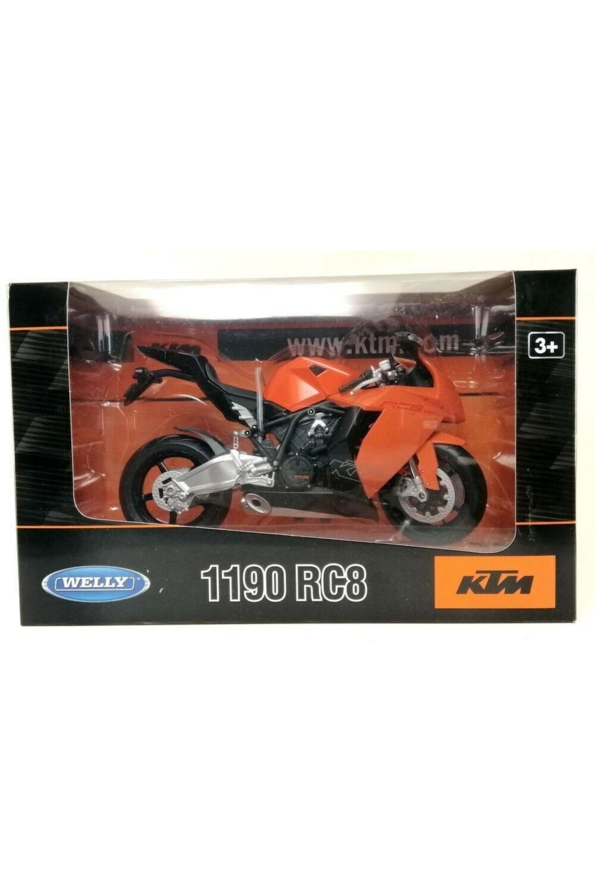 مدل خودرو موتورسیکلت نارنجی KTM 1190 RC8 مقیاس 1:10 اورجینال WELLY
