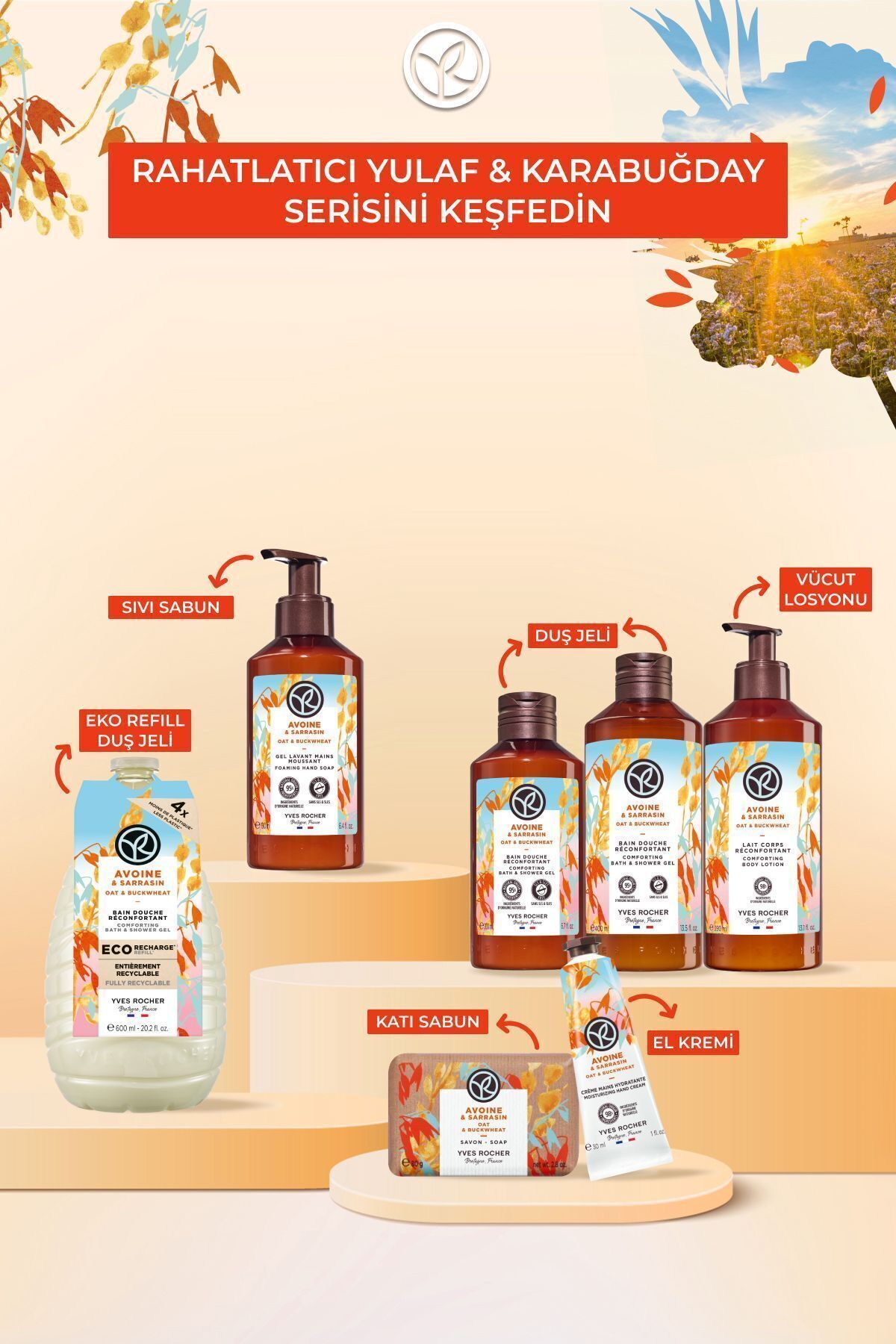 ژل دوش مردانه و زنانه مرطوب کننده جو دوسر آرامش بخش گندم سیاه 400ML 31133 Yves Rocher
