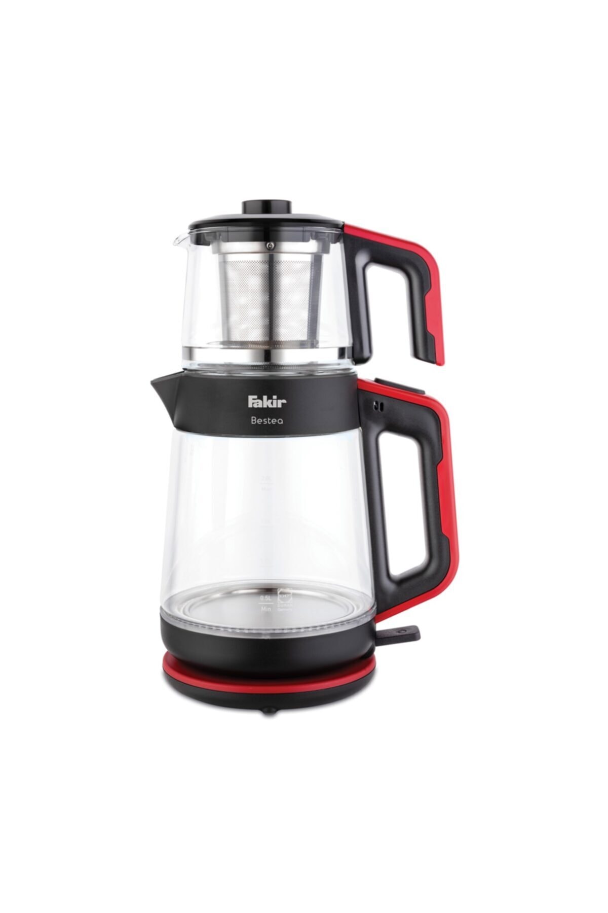 چای ساز دستگاه خوری شیشه ای BESTEA 1900 W قرمز مشکی اورجینال Fakir