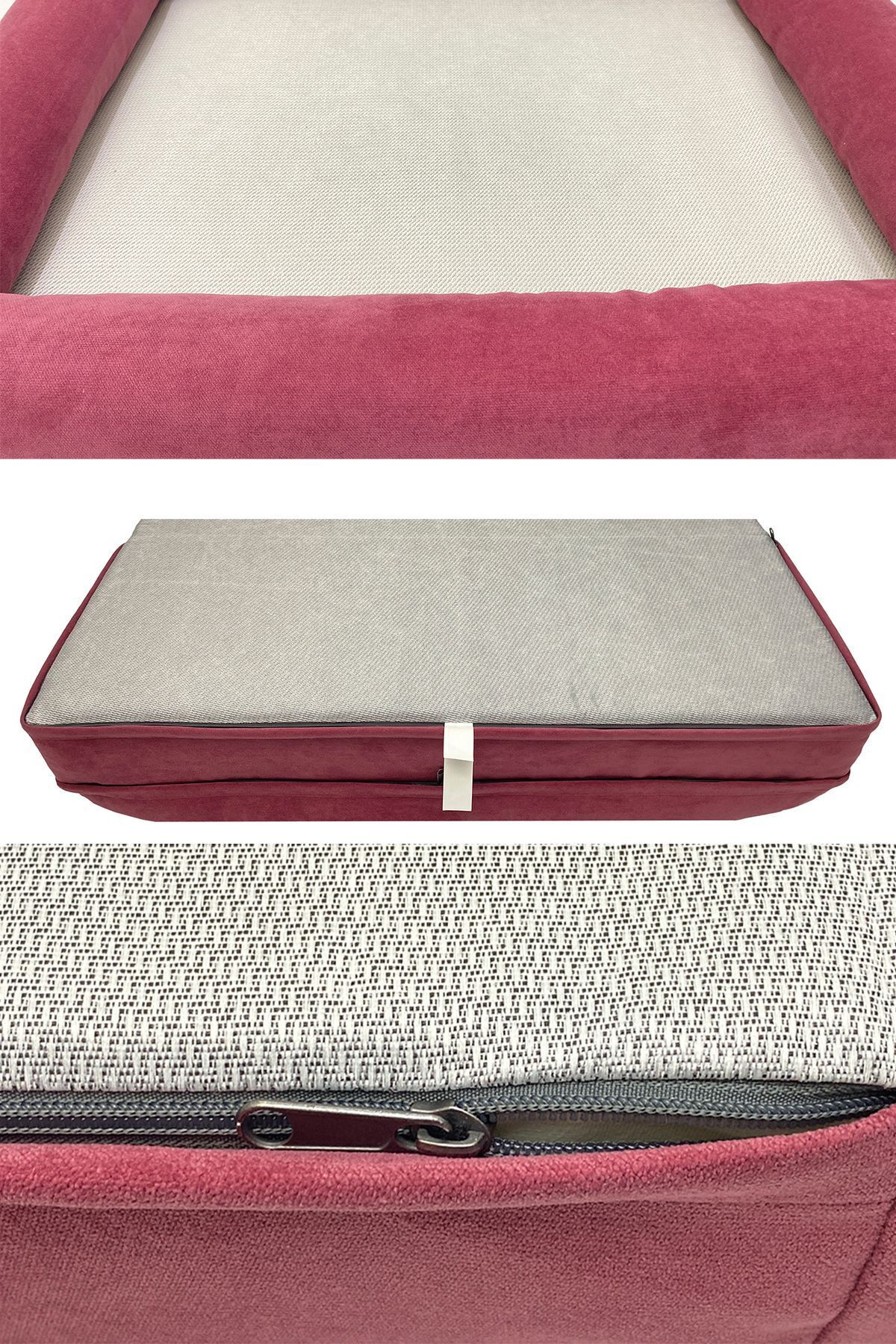 تخت سگ جعبه‌ای Coch Box پاویانس PAWİYANS، فومی با روکش ضدنفوذ مایعات و دو زیپ صورتی
