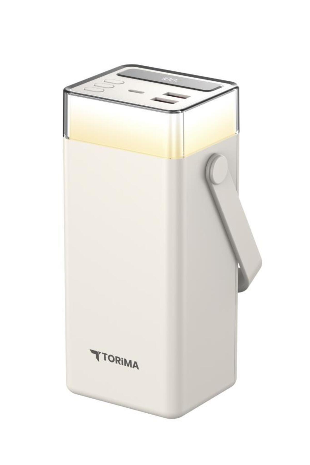 پاوربانک TRM 1041 سفید 40000 میلی آمپر ساعتی TYPE C LIGHTNING 22.5 W شارژ سریع RGB LED LIGHT اورجینال Torima