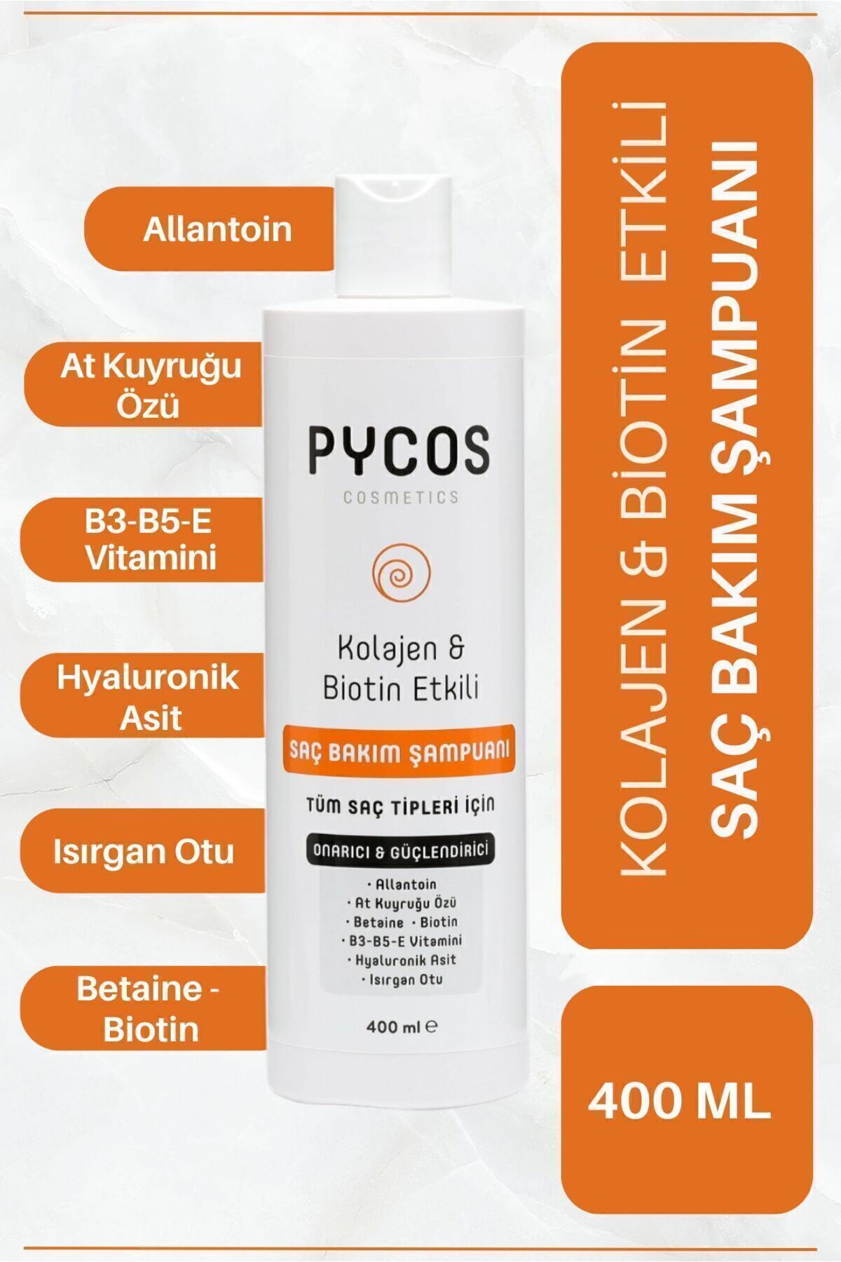 شامپو مراقبت مو ضد ریزش و سریع‌الرشد 400 میلی‌لیتری بدون سولفات و نمک PYCOS COSMETICS