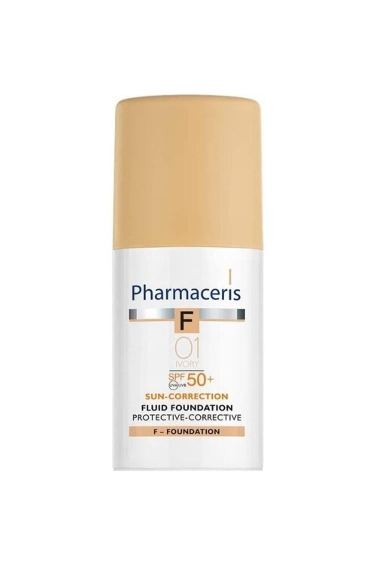 کرم ضد آفتاب صورت ضدآفتاب فنداسیون مایع اصلاح کننده محافظ F SPF 50 30 میلی لیتری اورجینال Pharmaceris