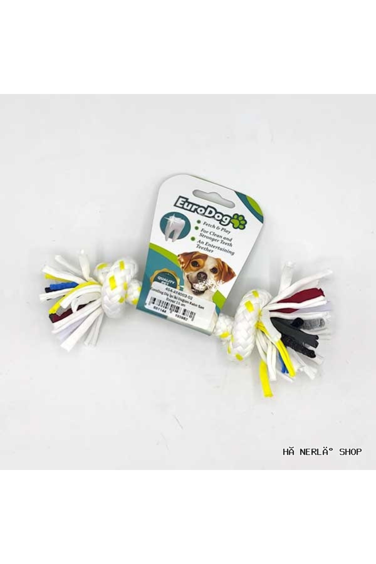 اسباب‌بازی طنابی سگ یوروداگ Eurodog MYCESHOP، دوگره ضخیم، زرد و سفید، ۱۵ سانتی‌متر (230848)
