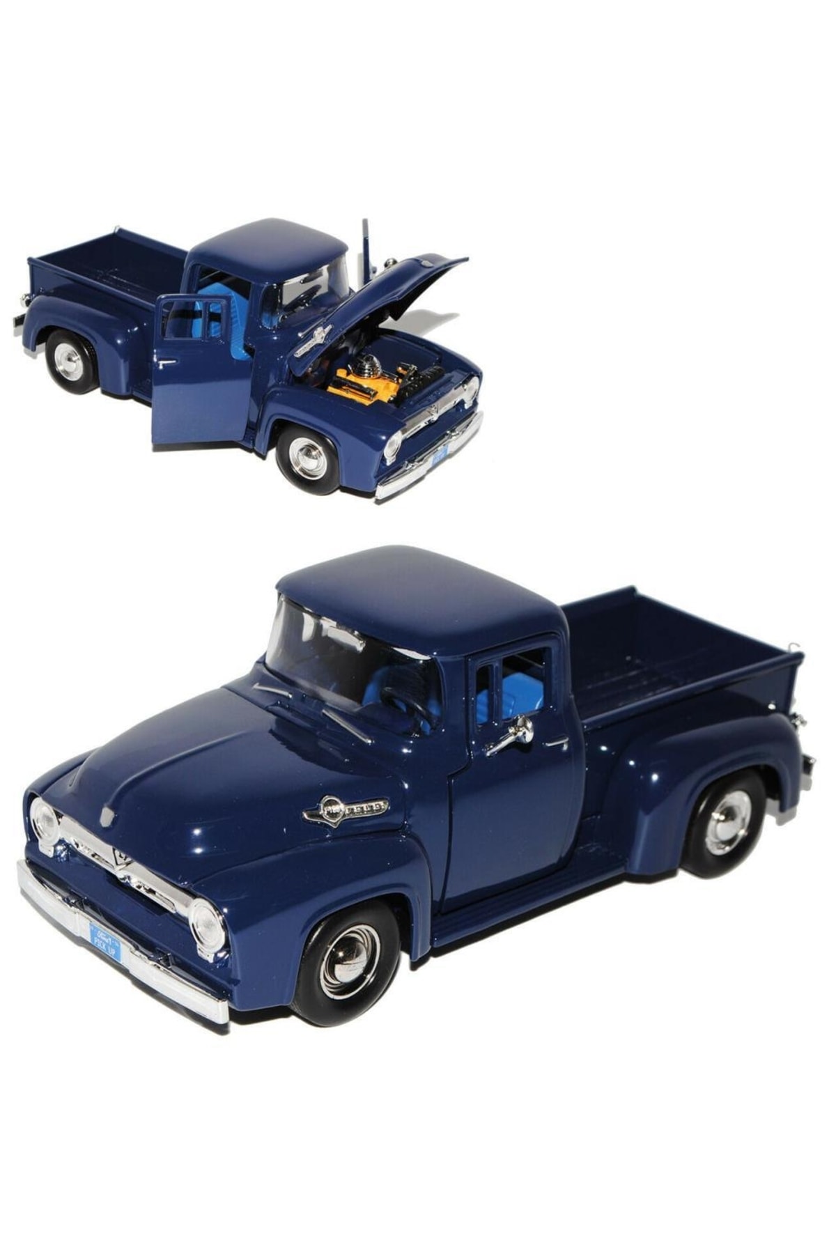 مدل خودرو موتورمکس 1956 فورد F 100 پیکاپ 1:24 ماشین آبی اورجینال Motor Max