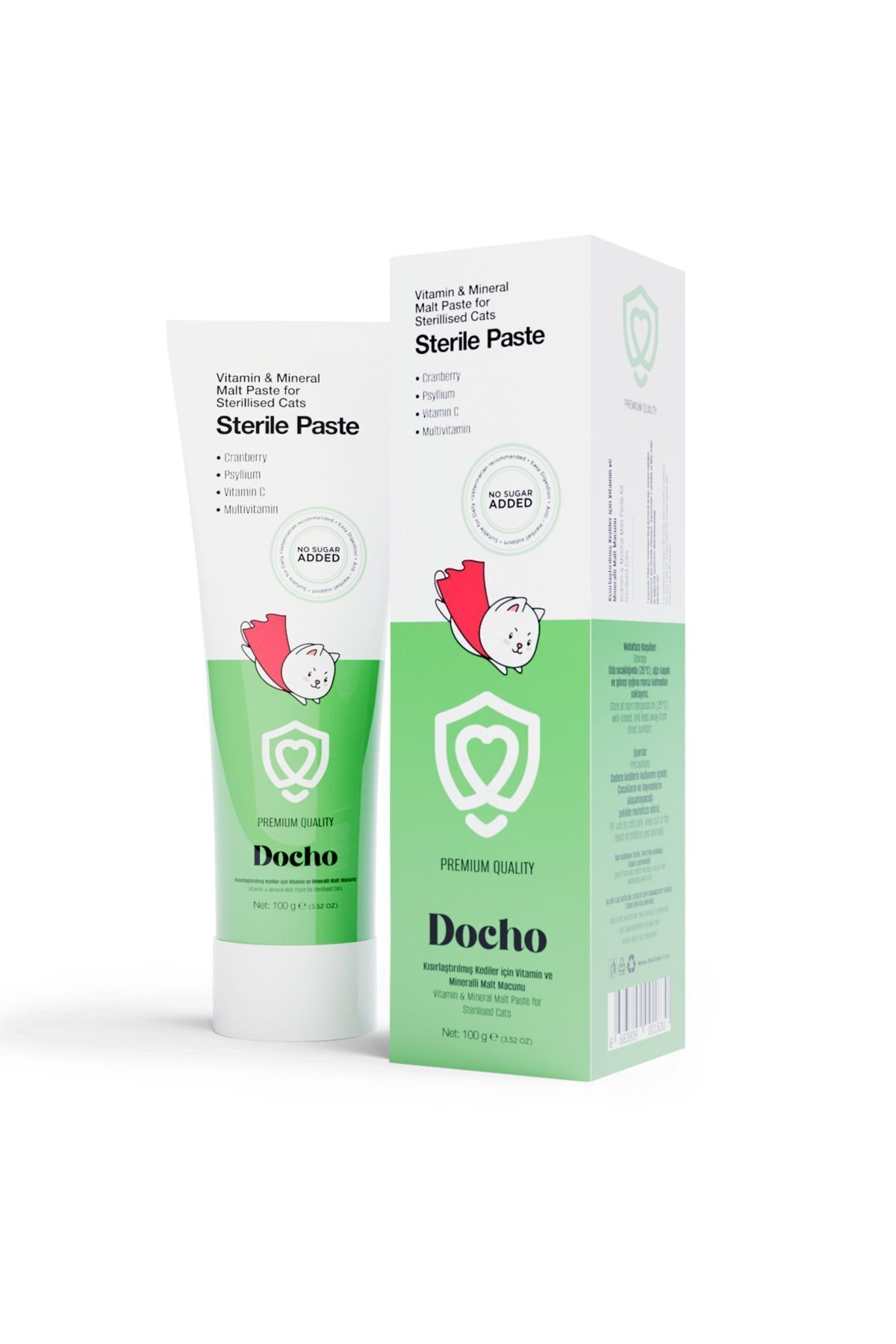 مجموعه مالت گربه ۱۰۰ گرمی و قطره پشتیبان سلامت مو ۵۰ میلی‌لیتری دوچو Docho