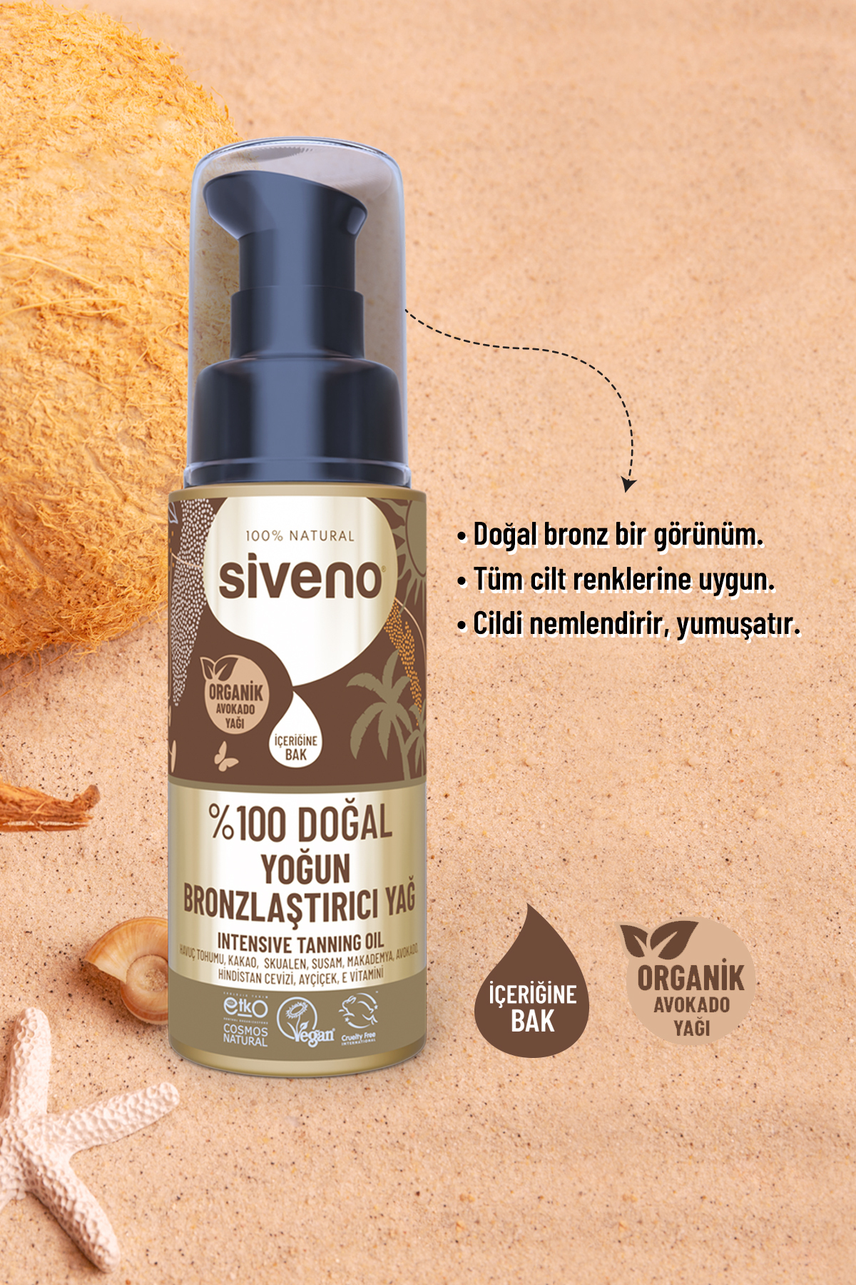 برنزه کننده 100 ٪ روغن طبیعی آلی آووکادو مرطوب فشرده 50 میل Siveno