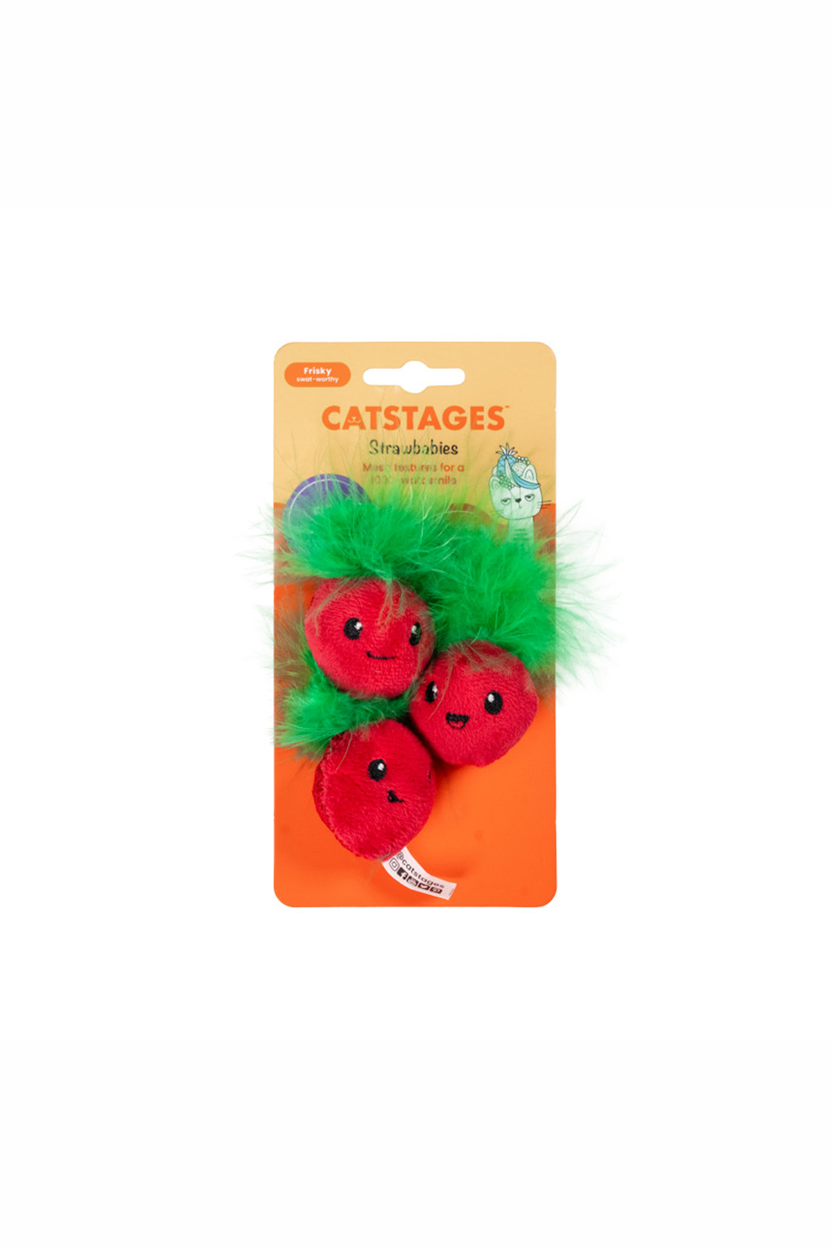 اسباب‌بازی گربه کت‌نیپ‌دار طرح توت‌فرنگی، ۳ عددی Catstages Strawbabies، مدل 350-70394M از اوت‌وارد هاوند Outward Hound چندرنگ