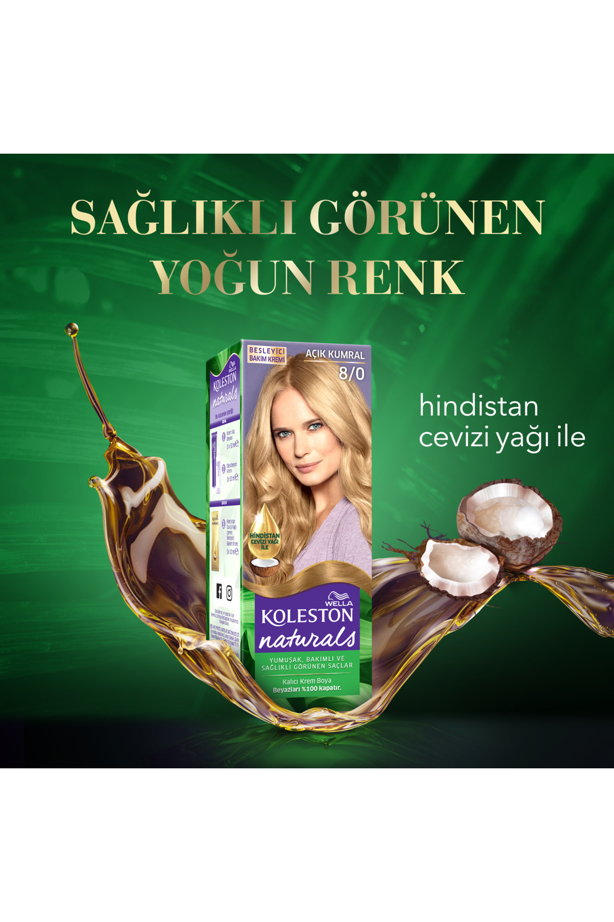 رنگ موی طبیعی Koleston 8/0 رنگ روشن قهوه‌ای ولا Wella