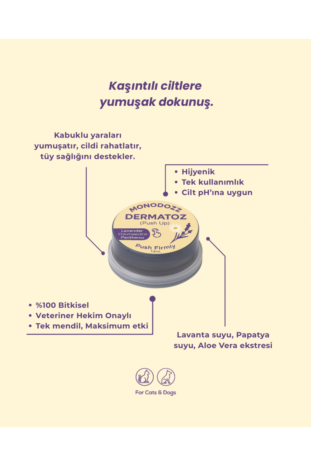 دستمال درموکازمتیک Push Up Capsule Wipes مونودوز MONODOZZ برای گربه و سگ