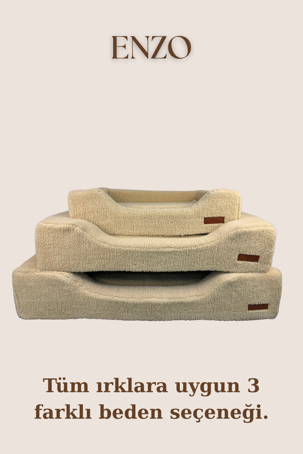 تخت گربه و سگ جونگولیکا Jungolica Pet Products مدل Enzo با فوم ارتوپدی و محافظ ضدآب کرم روشن (اکرو)