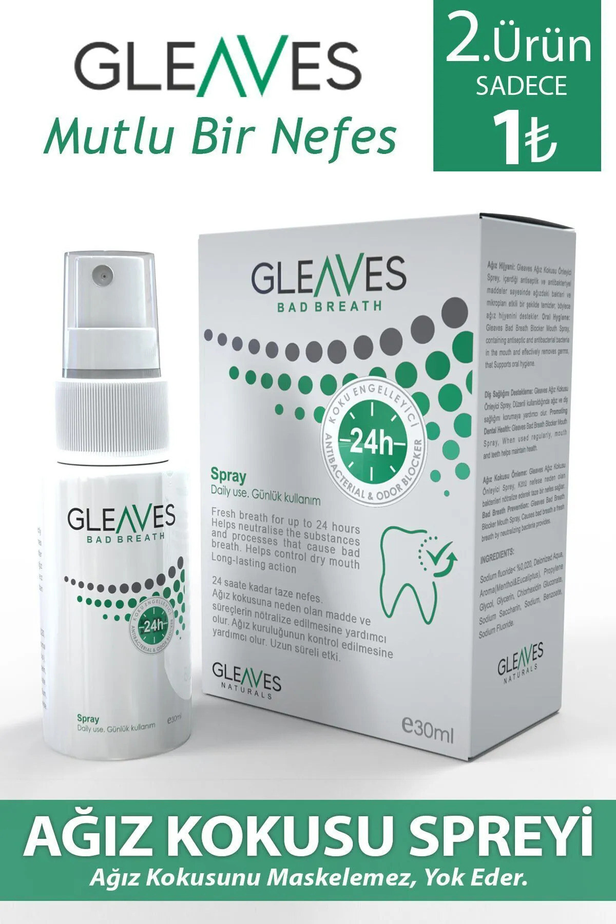 اسپری پیشگیری از بوی بد دهان Gleaves Naturals بسته ۲ عددی، اسپری مراقبت از دهان و دندان از بین برنده بوی بد دهان، فرمولاسیون بدون الکل، ۳۰ میلی لیتر