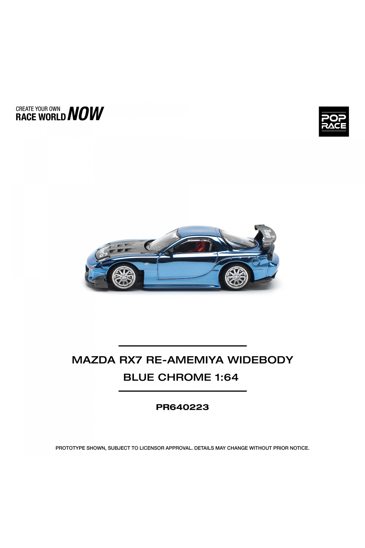 مدل خودرو 64 مزدا RX7 RE AMEMIYA WIDEBODY BLUE CHROME از ترکیه pop race 1