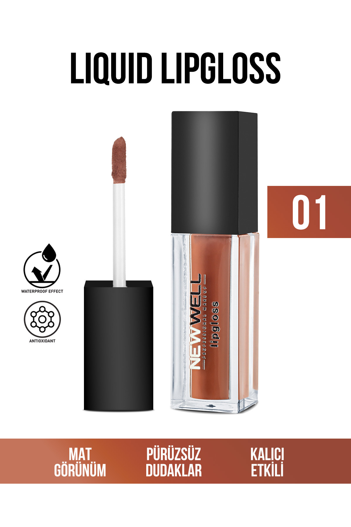 رژ لب مایع مات نیو ول شماره 01 - New Well Liquid Matte Lipgloss 01