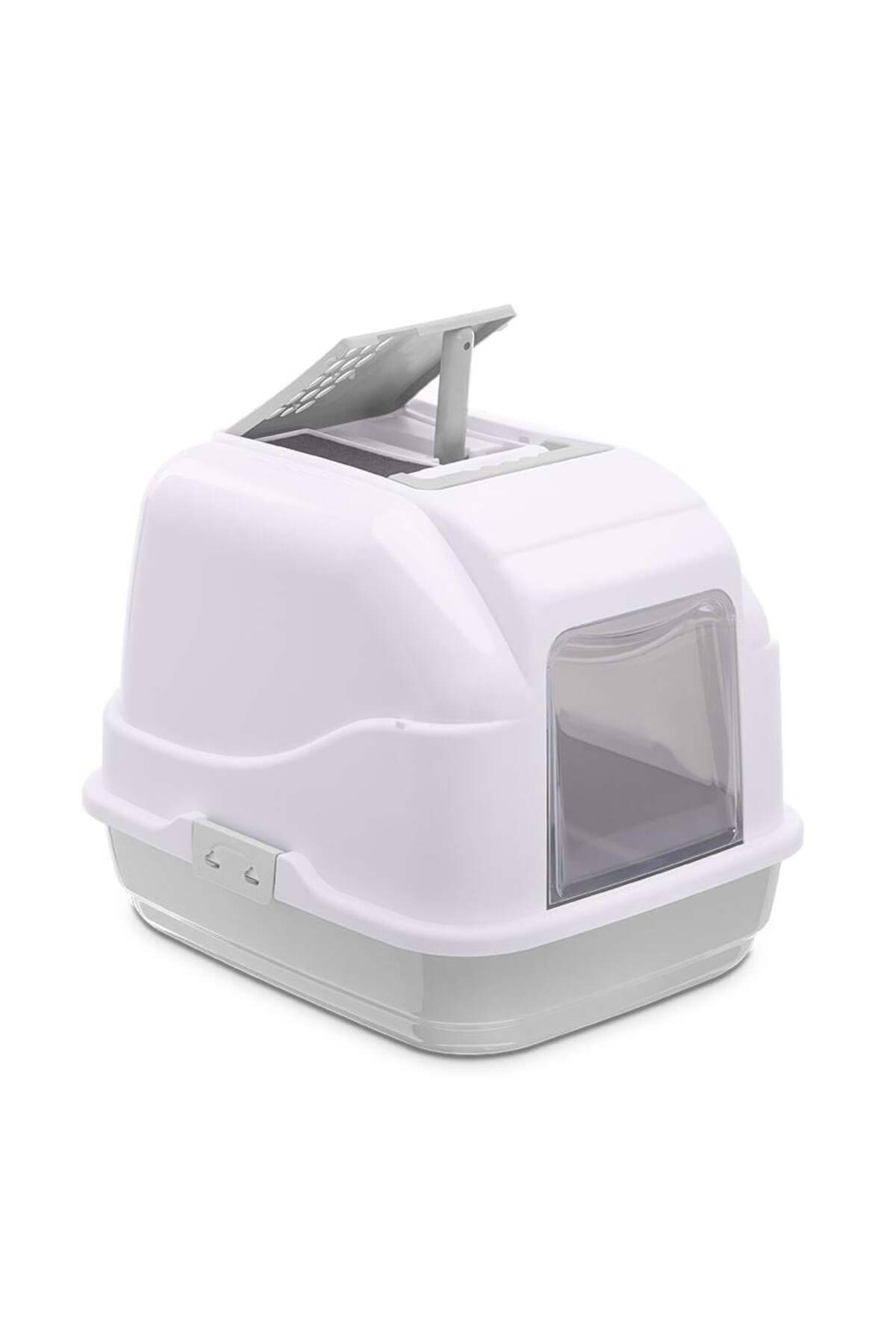توالت گربه دربسته ایمک IMAC Easy Cat، خاکستری و سفید، ۵۰×۴۰×۴۰ سانتی‌متر