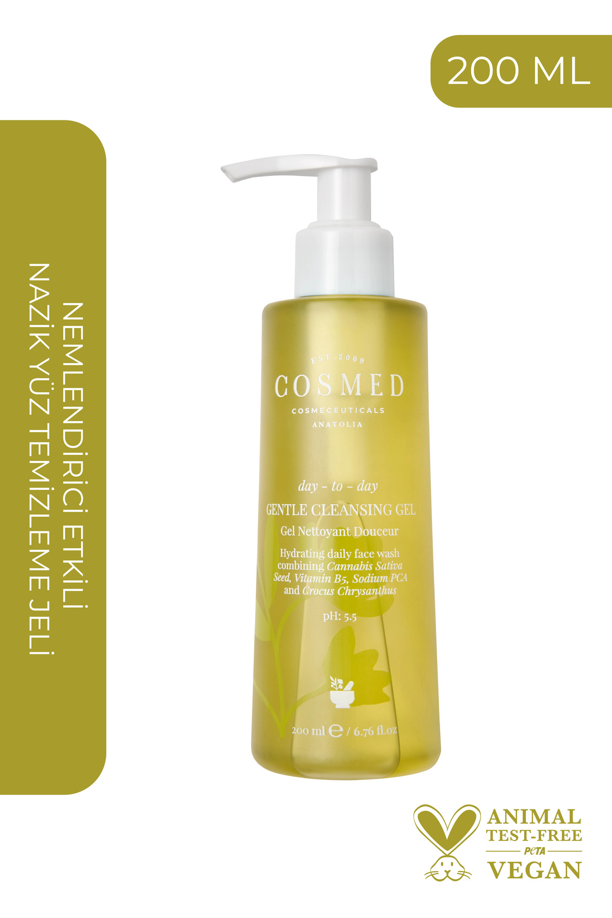 پاک کننده صورت ژل تمیز ملایم روز کردن شستشوی پوست مخلوط 200 میل COSMED