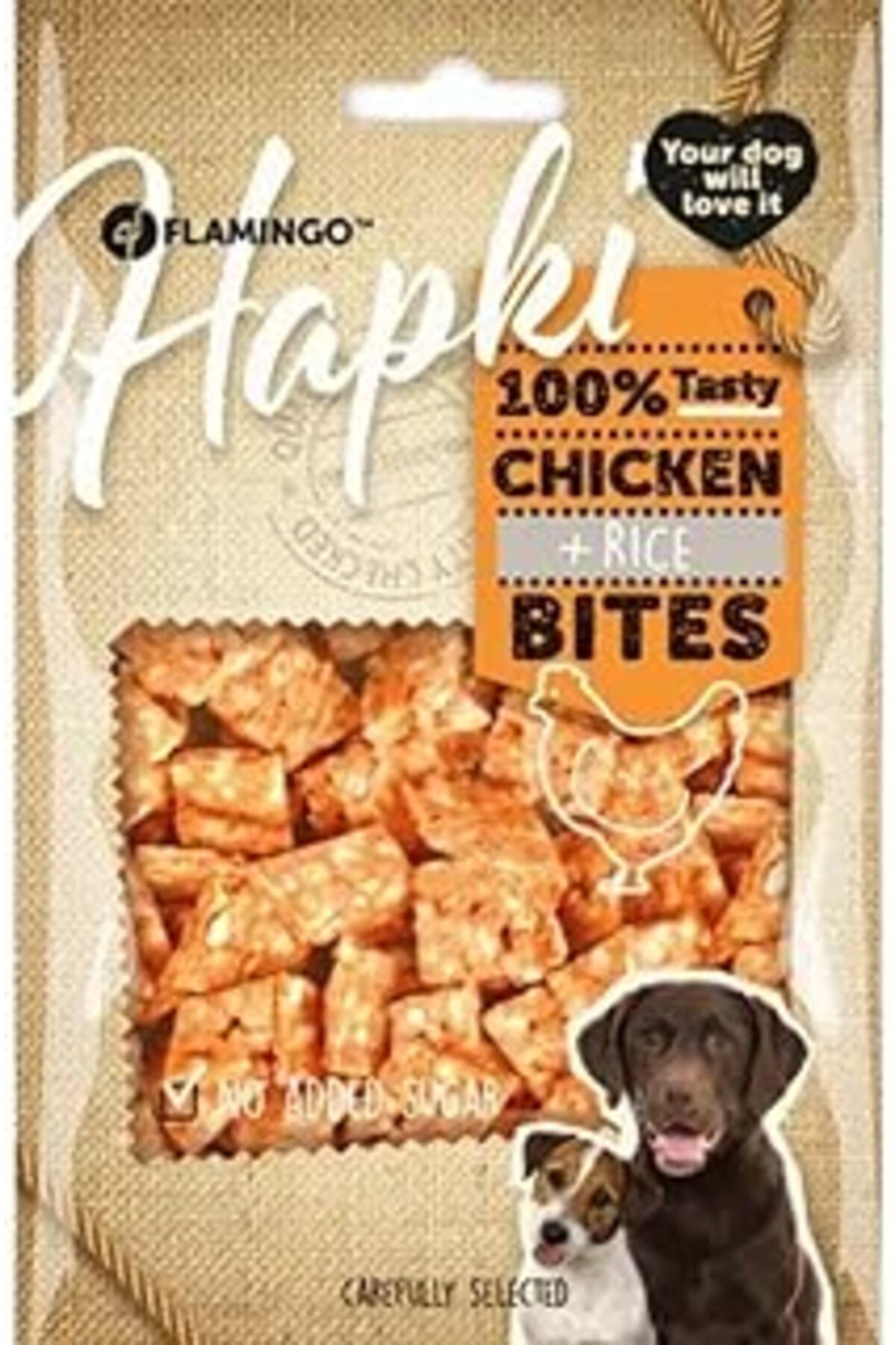 تشویقی سگ فلامیگو Flamigo Hapki Bites با طعم مرغ و برنج، ۸۵ گرم