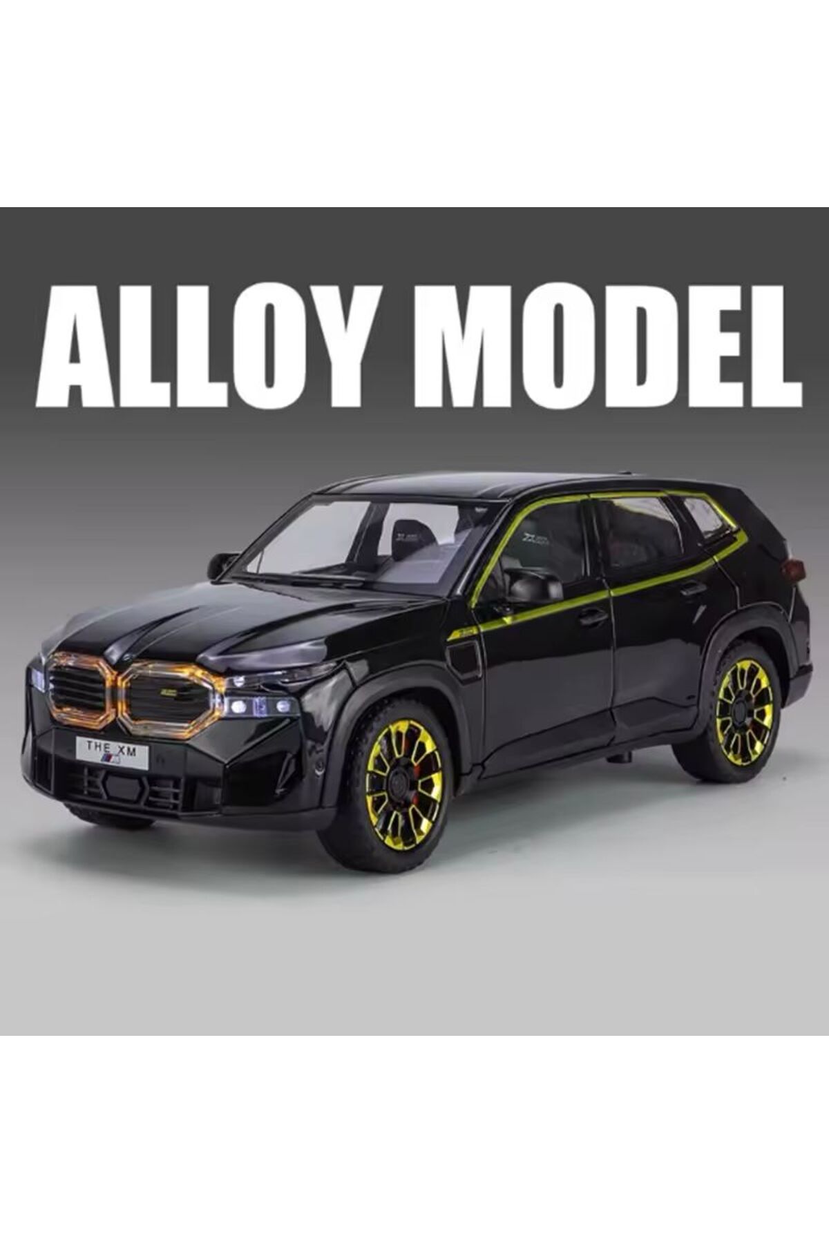 مدل خودرو BMW XM مشکی DIECAST CAR MODEL 1:24 DOORS TRUNK HOOD ماشین IX بدون باتری را باز می کند اورجینال scntoys