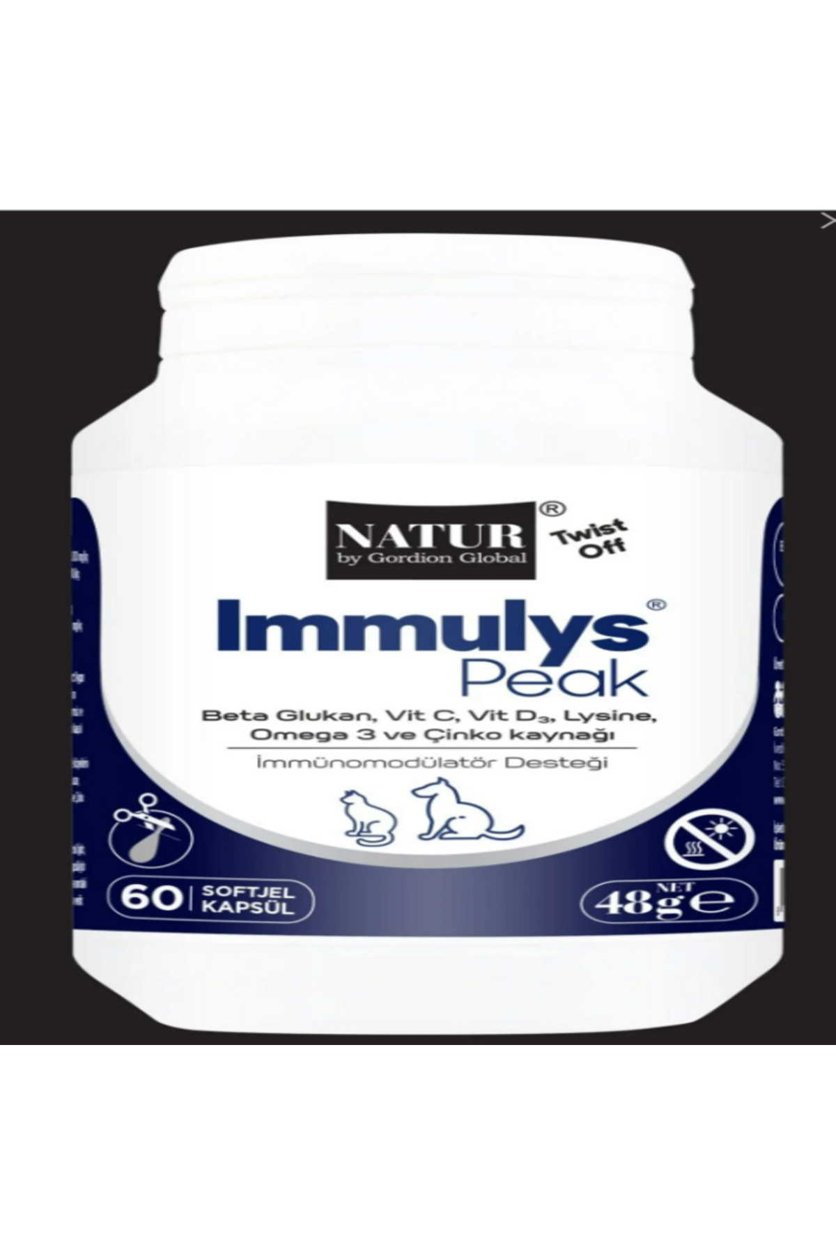 مکمل ویتامینی گربه و سگ ناتور Natür Immulys Peak Twist-Off، ۶۰ عدد