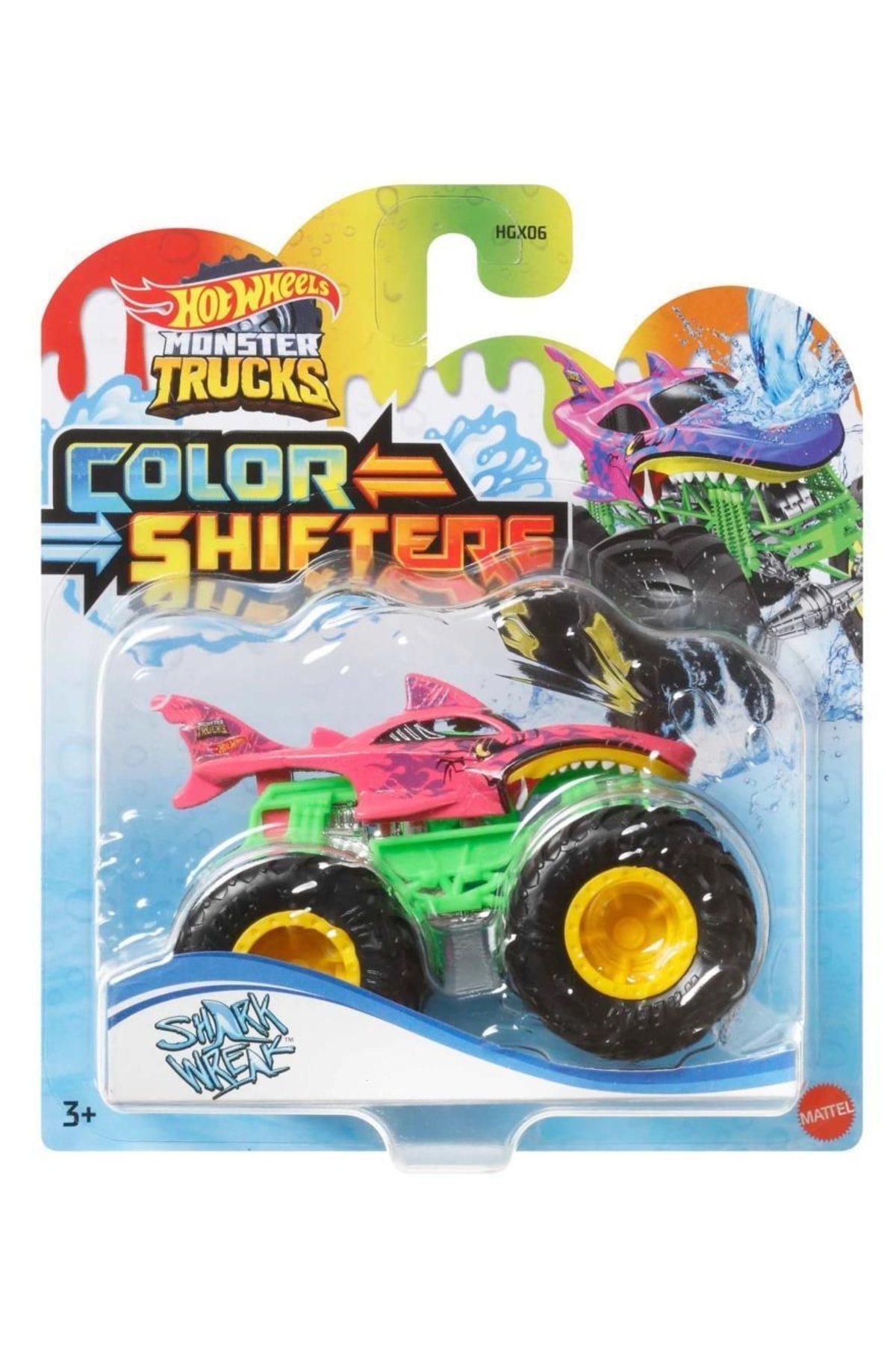 ماشین اسباب بازی HGX06 هیولا کامیون های تغییر رنگ وسایل نقلیه کوسه خراب HGX09 از ترکیه HOT WHEELS