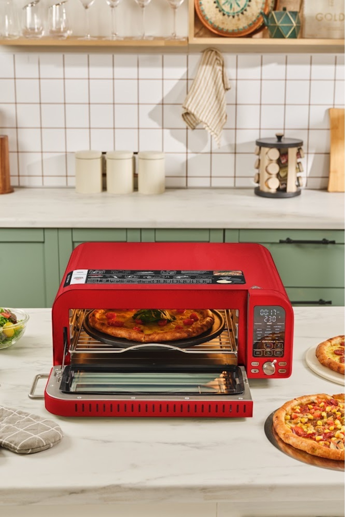 سرخ کن پیتزاساز VINTAGE CRAFT و AIRFRYER RED 2000 W اورجینال Karaca