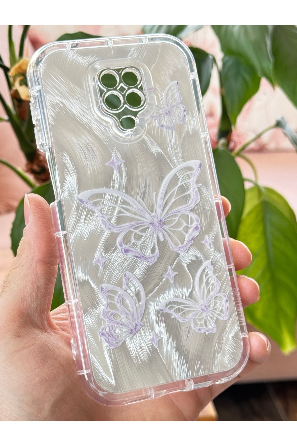کاور و قاب REDMI NOTE 9S 9 PRO CASE قابل جابجایی دوربین محافظ براق هولوگرام الگوی پروانه ضربه گیر فیبکس Fibaks