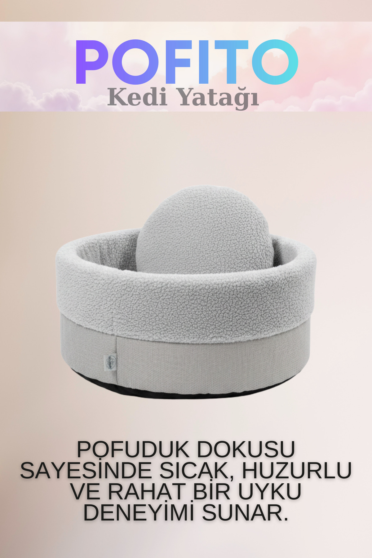 جای‌خواب گرد گربه و سگ Pofito از جونگولیکا Jungolica Pet Products Jungolica خاکستری