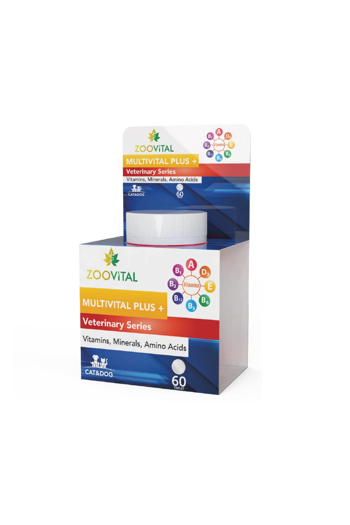 قرص مولتی‌ویتامین، مواد معدنی و آمینواسید گربه و سگ زوویتال Zoovital Multivital Plus، ۶۰ عددی