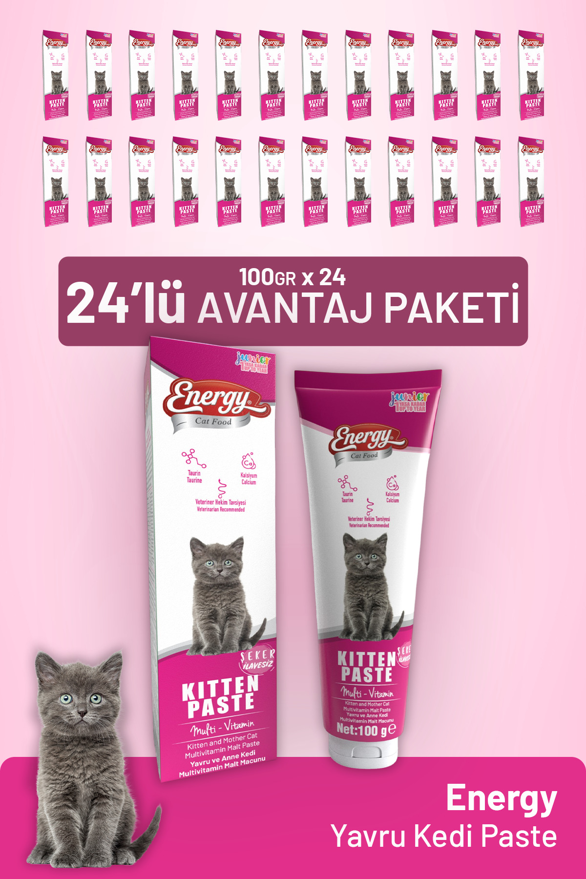 خمیر بچه‌گربه کت فود انرژی Cat Food Energy، ۱۰۰ گرم، بسته ۲۴ عددی