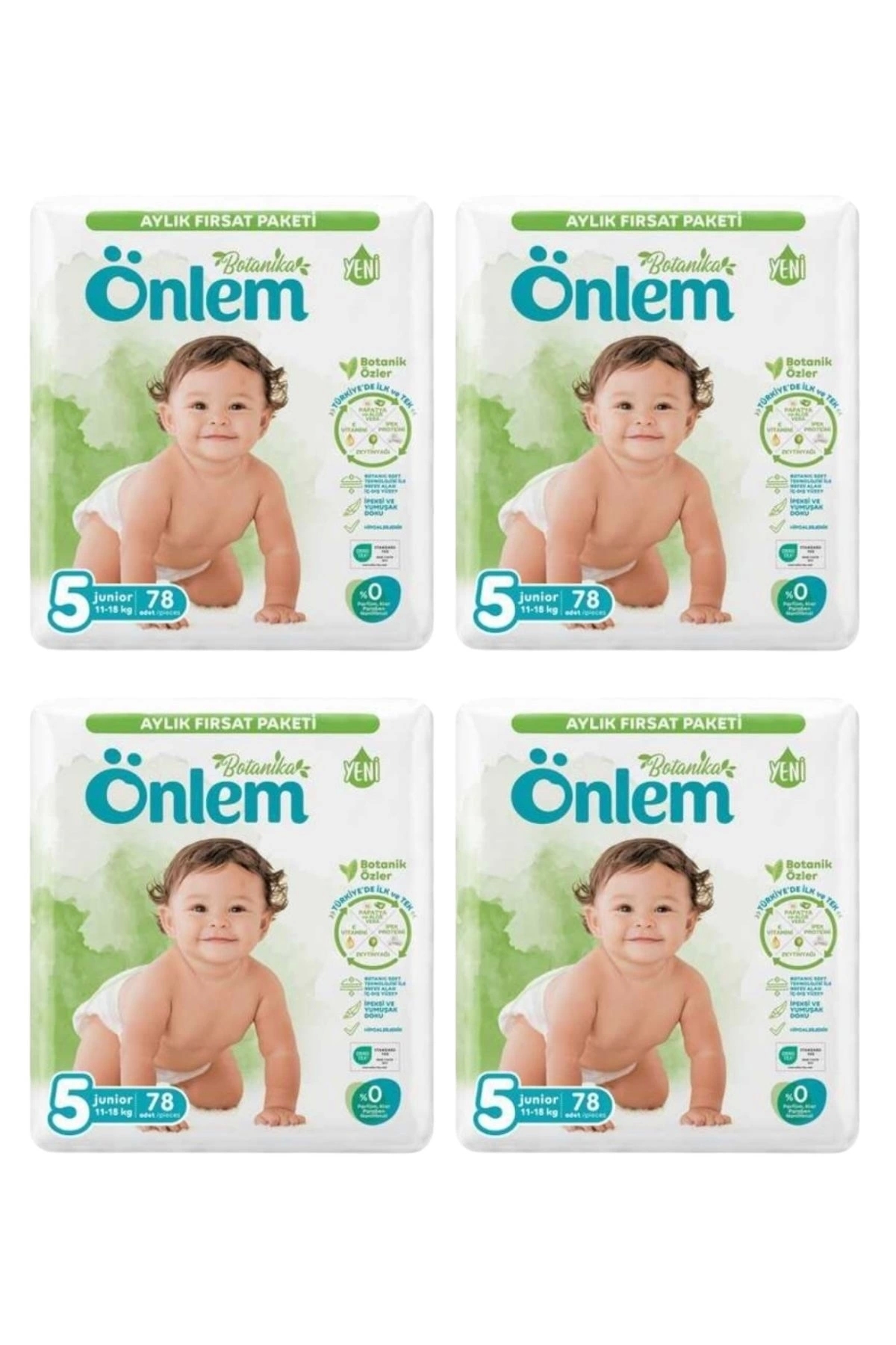 پوشک بچه بسته فرصت ماهانه سایز 5 بوتانیکا JUNIOR 78 LI X 4 عدد اورجینال ÖNLEM