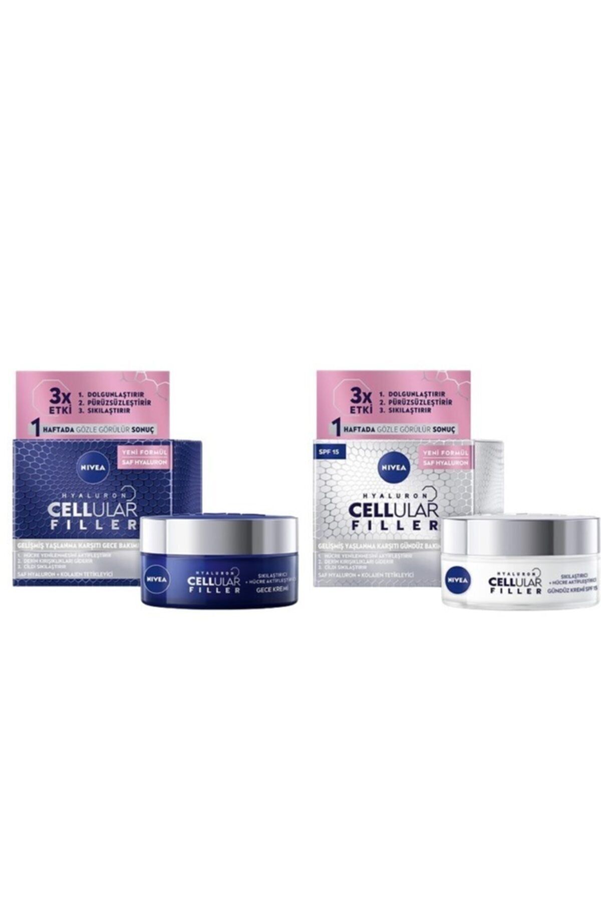 NIVEA ضد پیری روز و شب کرم هیالورون سلولار فیلر با SPF 15 50 میلی لیتر و 50 میلی لیتر