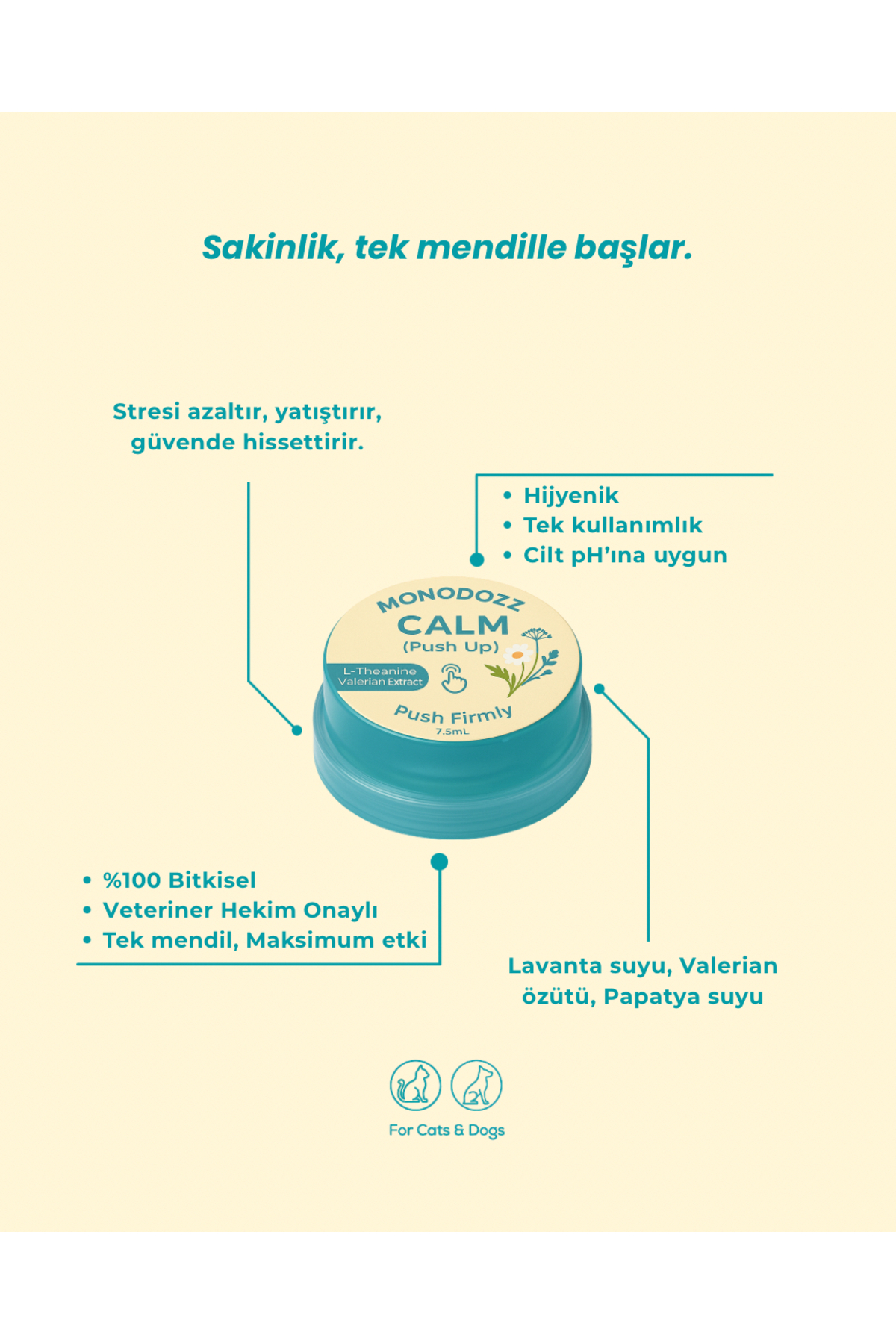 دستمال درماتوکازمتیک سگ و گربه مونودوز MONODOZZ CALM Push Up Capsule Wipes، مدل 003