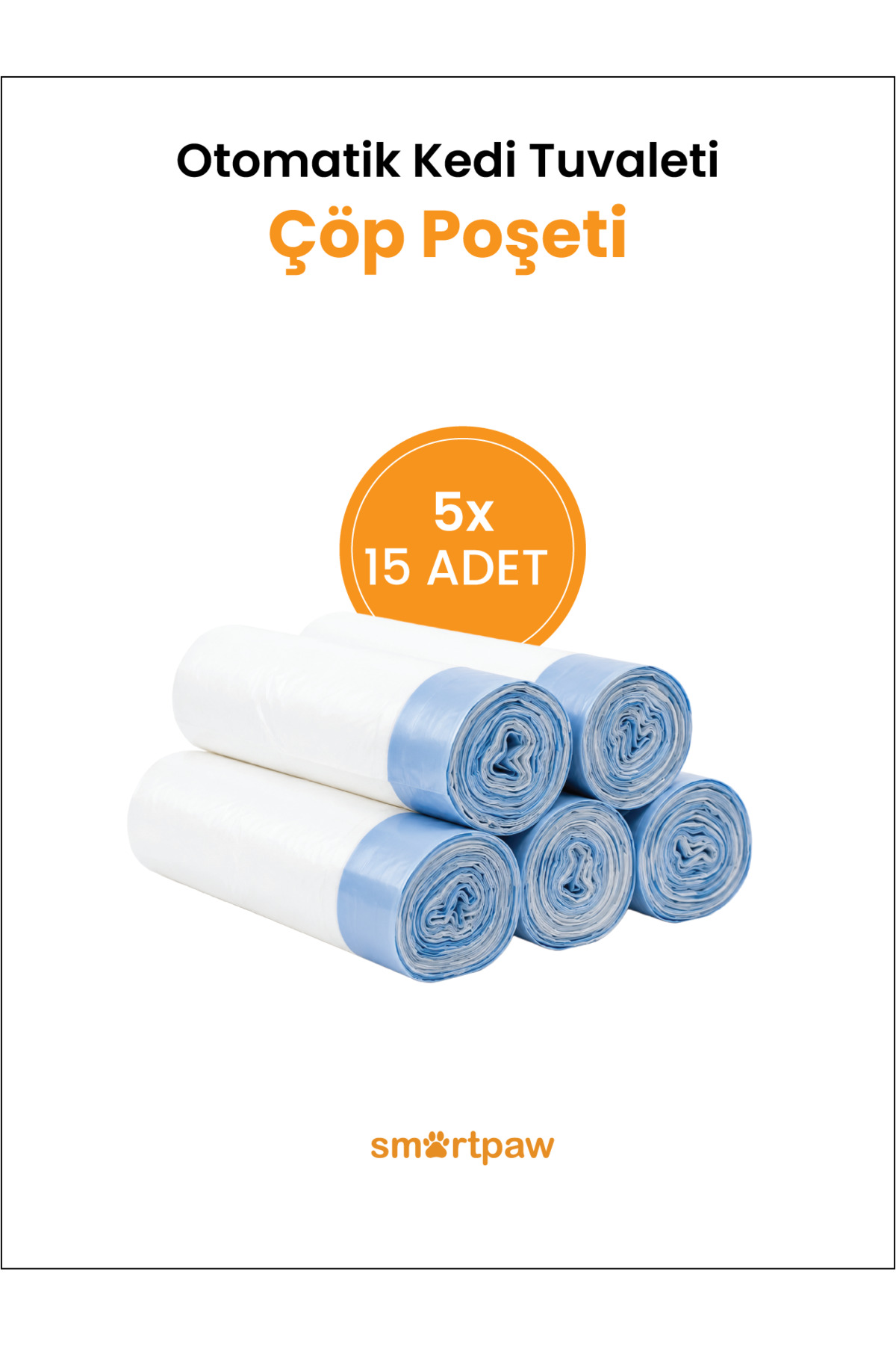 کیسه زباله ظرف خاک گربه اتوماتیک اسمارت‌پا SMARTPAW، ۵ رول ۱۵ عددی