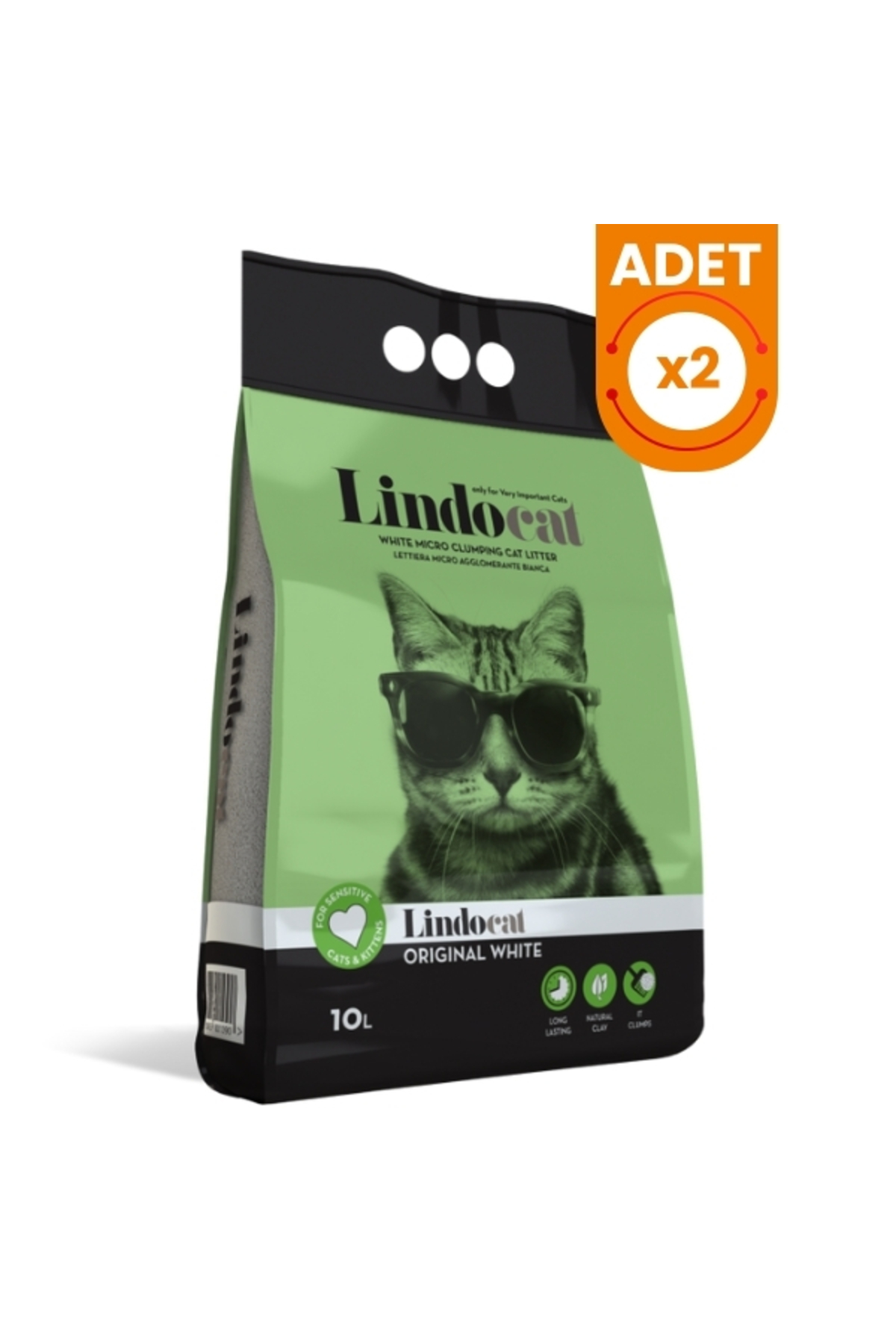 خاک گربه بنتونیتی لیندوکت Lindocat Original، دانه‌ریز، بسته ۲ عددی ۱۰ لیتری