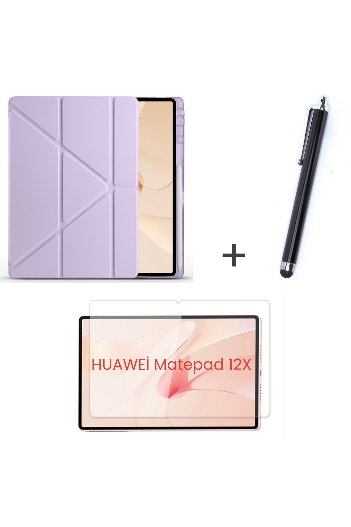 کاور تبلت قاب قلم سازگار HUAWEI MATEPAD 12X با پایه محفظه + محافظ صفحه مجموعه 3 تایی İncisoft