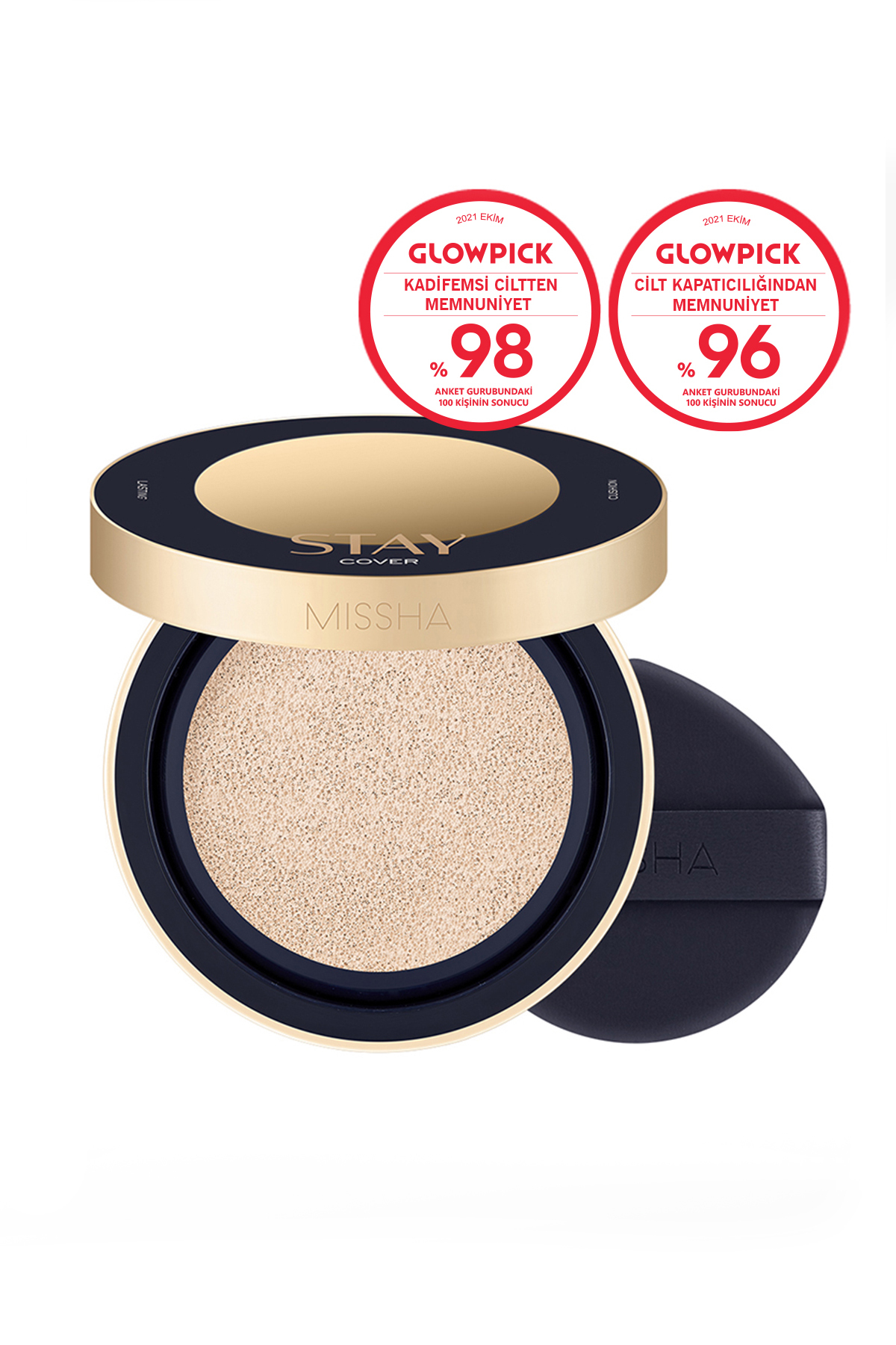 کوشن ضد آفتاب ساتنی Stay Cushion SPF40 شماره 21p با پوشش دهی بالا 15میل میشا Missha