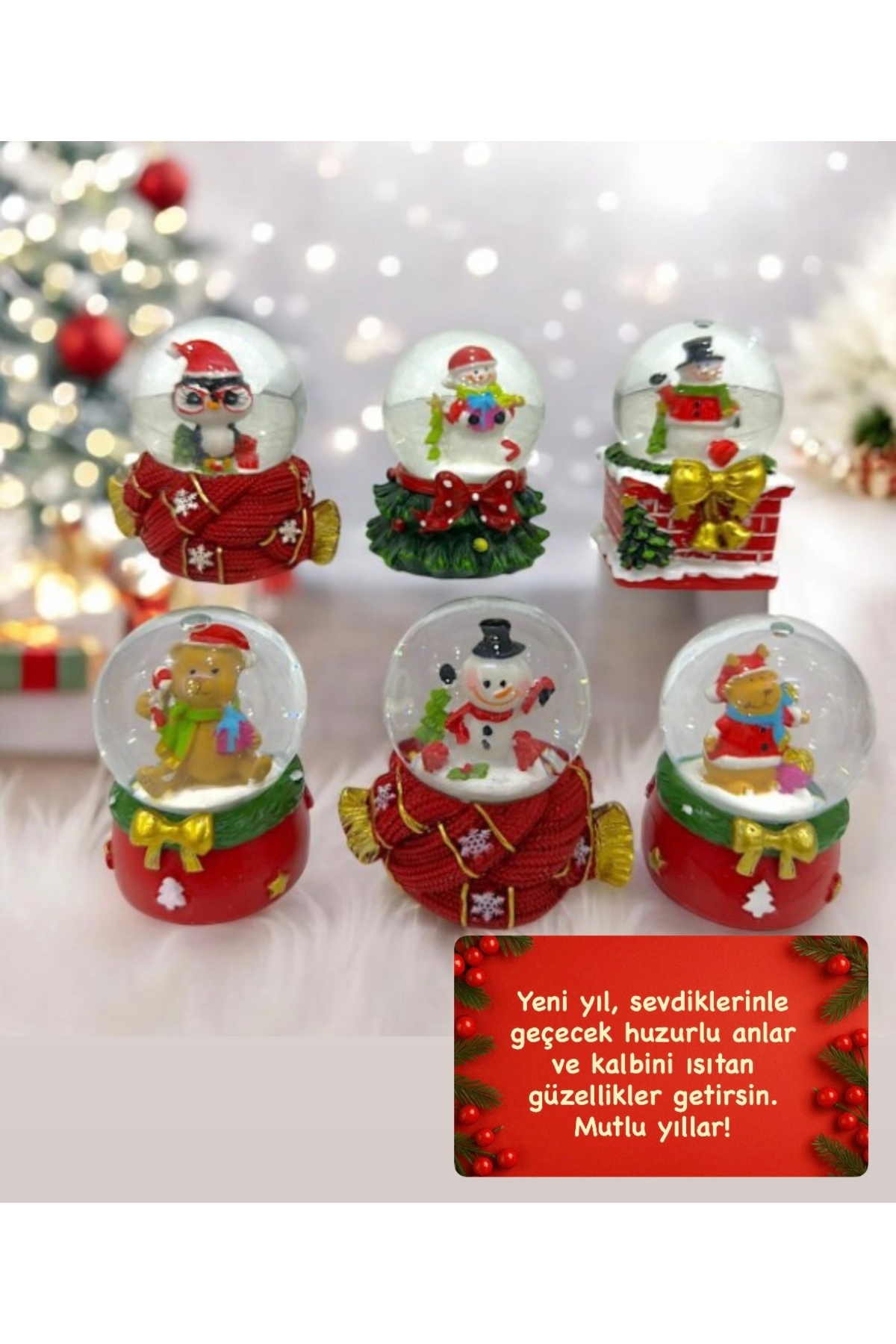 گوی برفی ست تزیینات مینی کریسمس SNOW GLOBE – هدیه سال نو اکسسوری تزئینی زیبا از ترکیه Seila