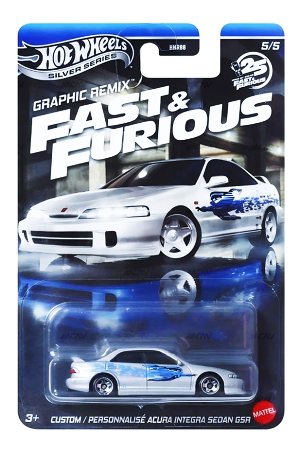 ماشین اسباب بازی ریمیکس گرافیکی FAST & FURIOUS 25TH ANNIVERSARY INTEGRA SEDAN GSR مدل سری ویژه از ترکیه HOT WHEELS