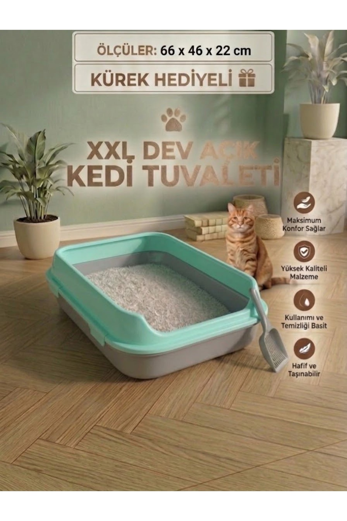 توالت روباز گربه اورگاکیتی Orgakitty مدل acıkdev، سایز XXL با بیلچه خاکی