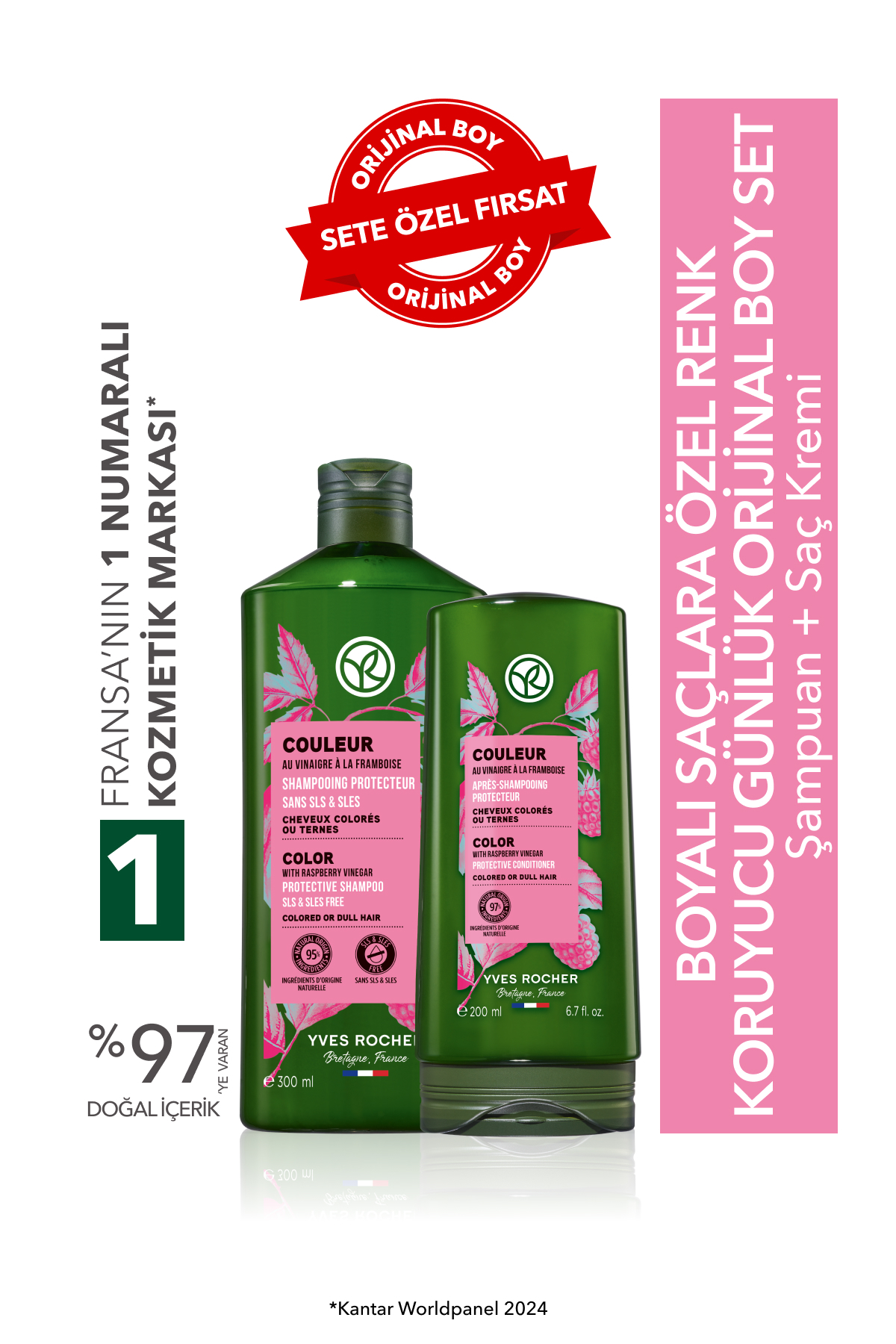 ست مراقبت مو مردانه و زنانه شامپو محافظ رنگ COULEUR COLOR SIZE مجموعه کرم Yves Rocher