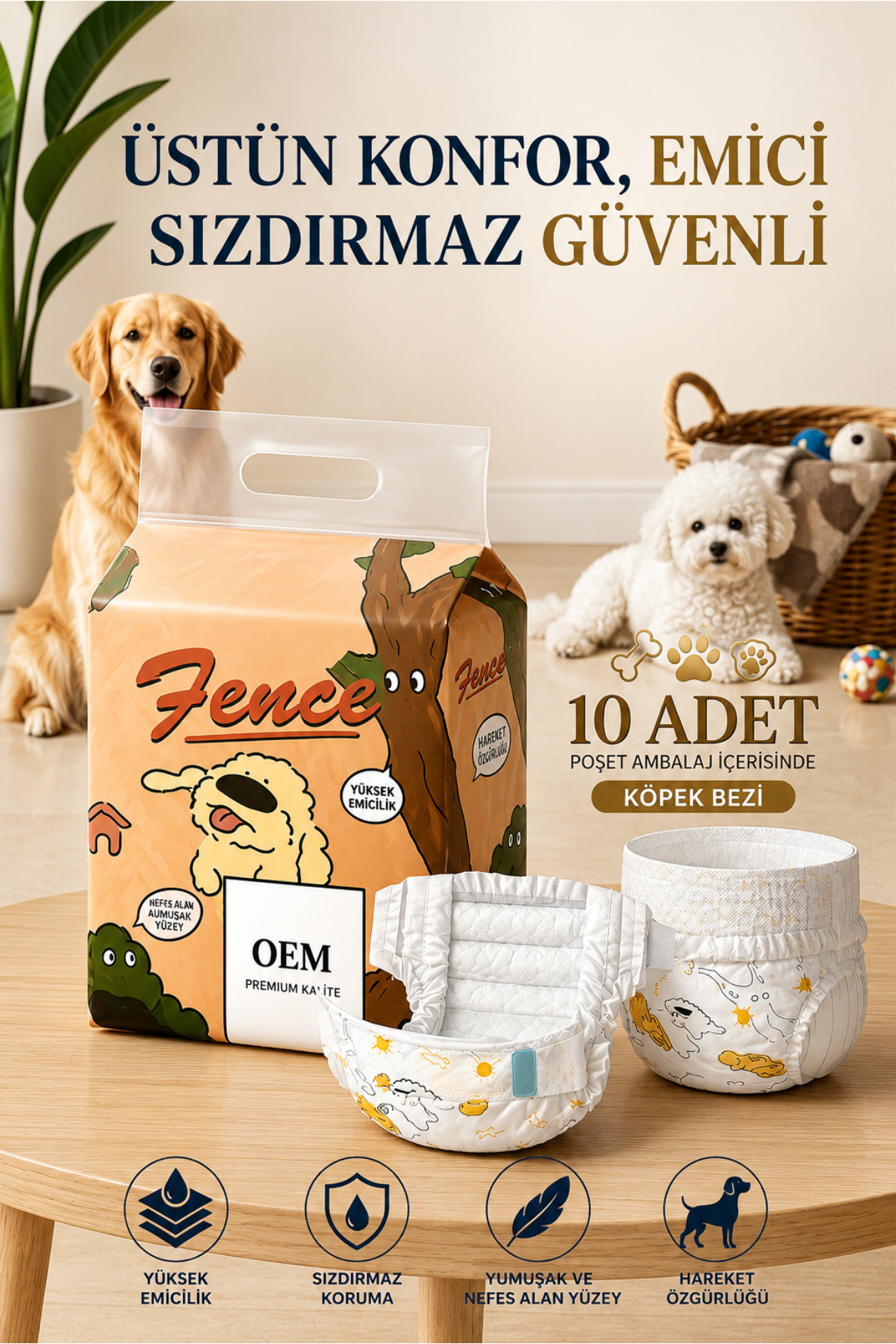 پوشک شورتکی سگ و گربه یوفیکس UFİX، سایز XXS، بسته ۱۰ عددی