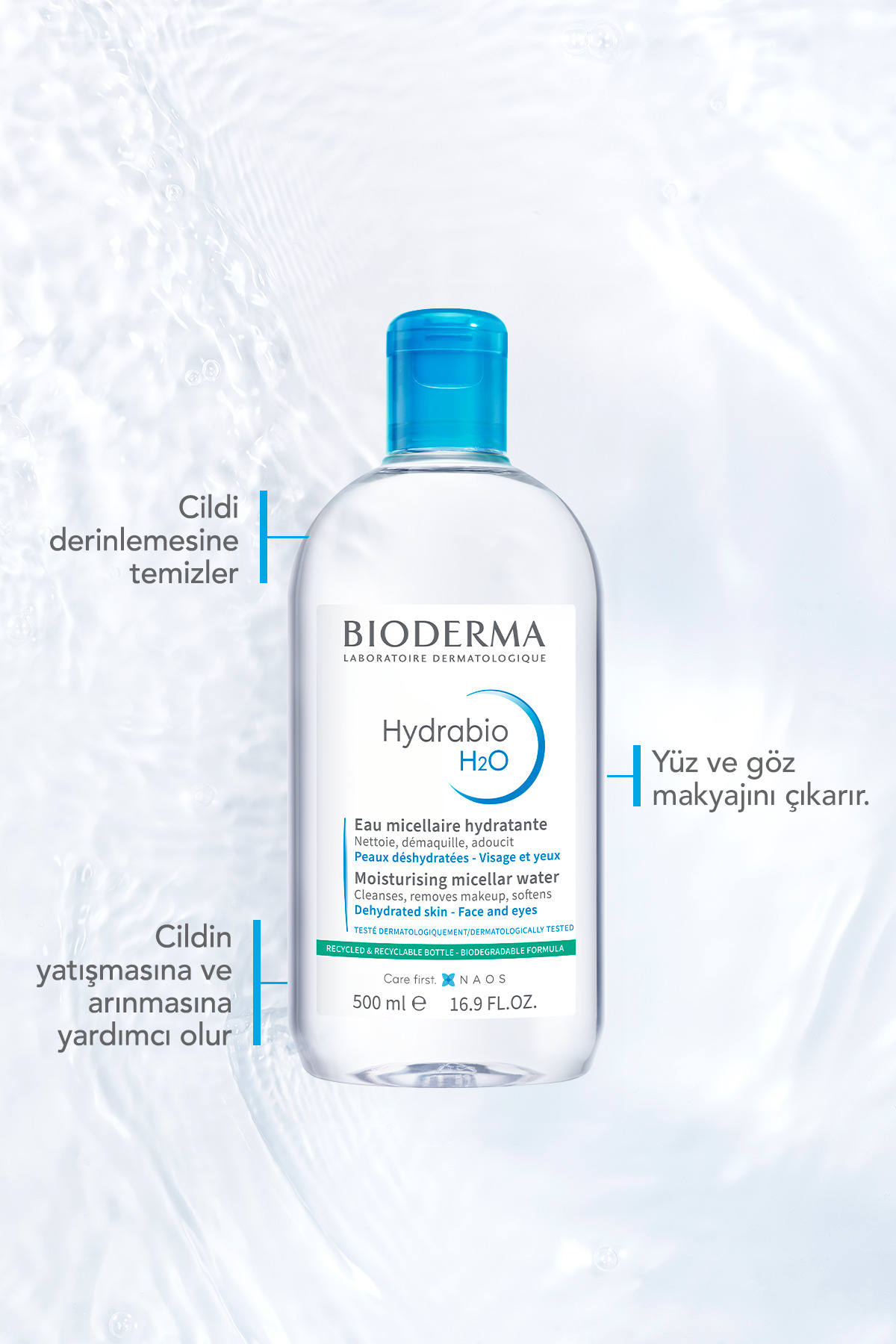 محلول پاک کننده آرایش آبرسان پوست با حجم 250 میل بایودرما Bioderma
