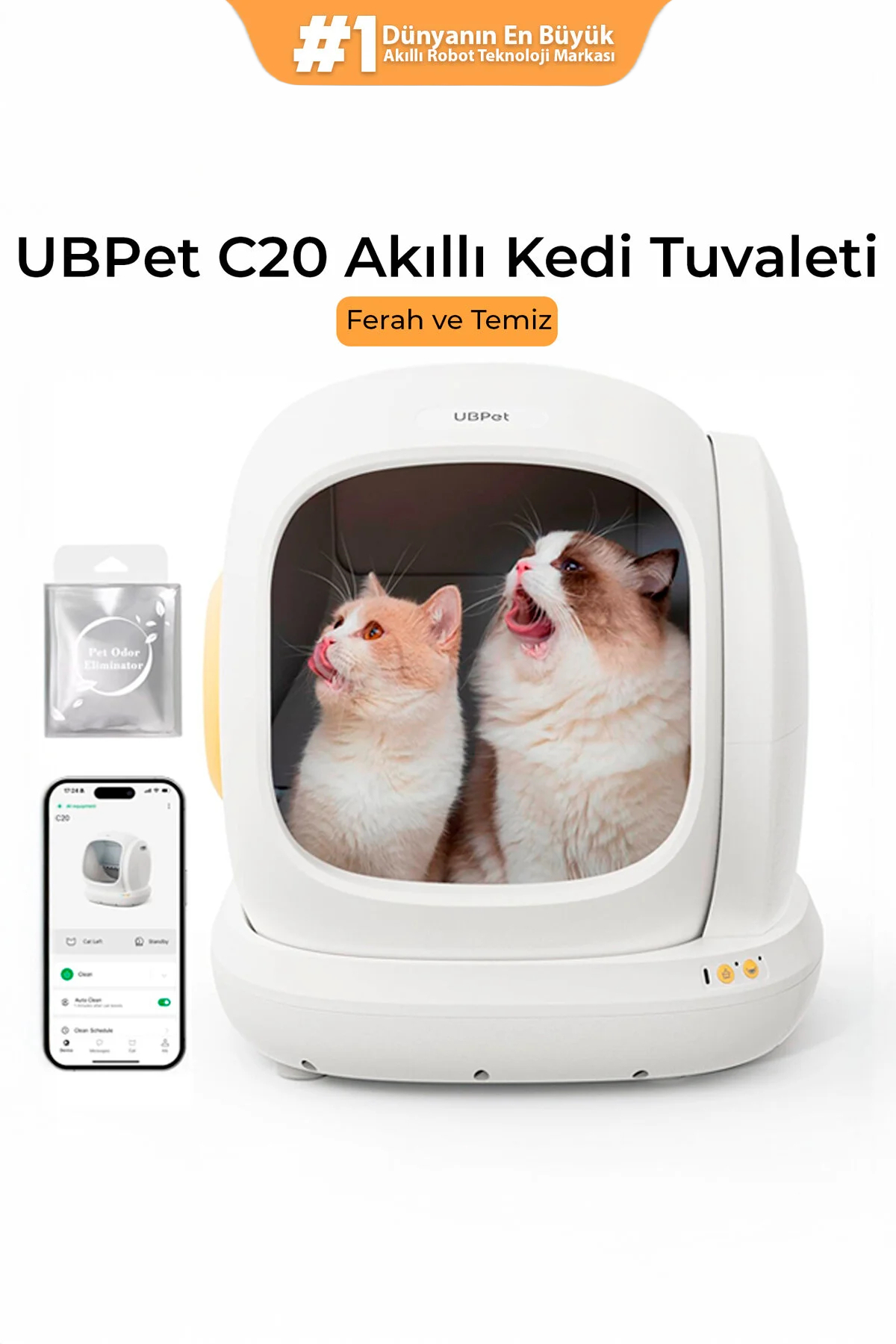 توالت گربه هوشمند و خودکار یوبی‌پت UBPet C20 مدل 010101003-WH