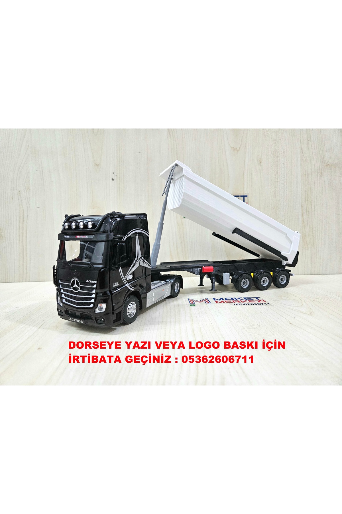 مدل خودرو 35 سانتی متر طول 1 36 MERCEDES ACTROS DUMP TRUCK MODEL نام نوشته شده مشکی اورجینال Maket